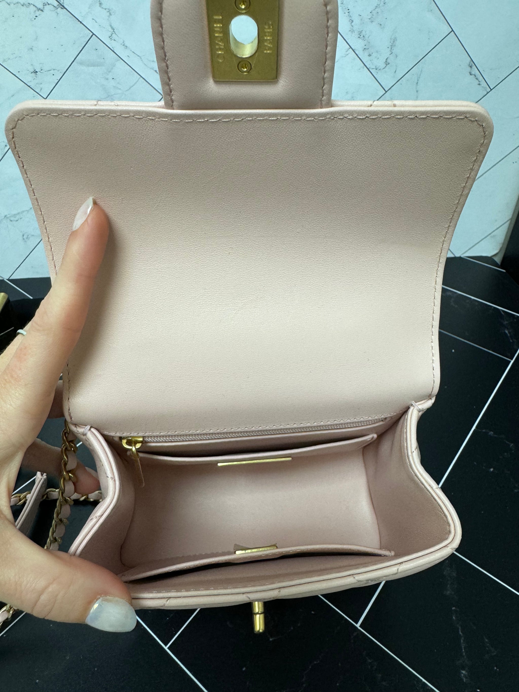 Chanel Pink Mini Square Top Handle Bag