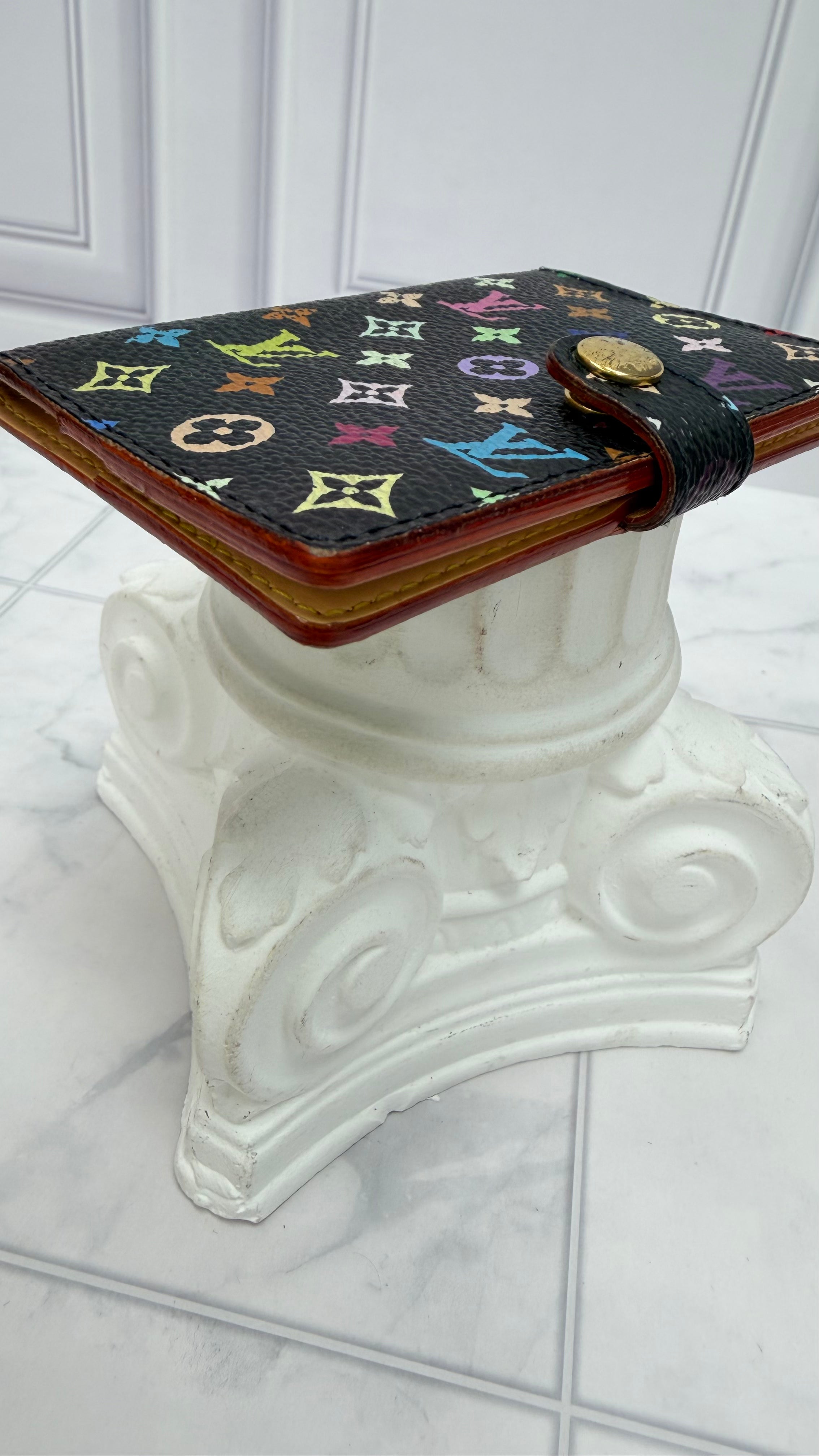 Louis Vuitton Black Multicolor Monogram Mini Agenda Card Case