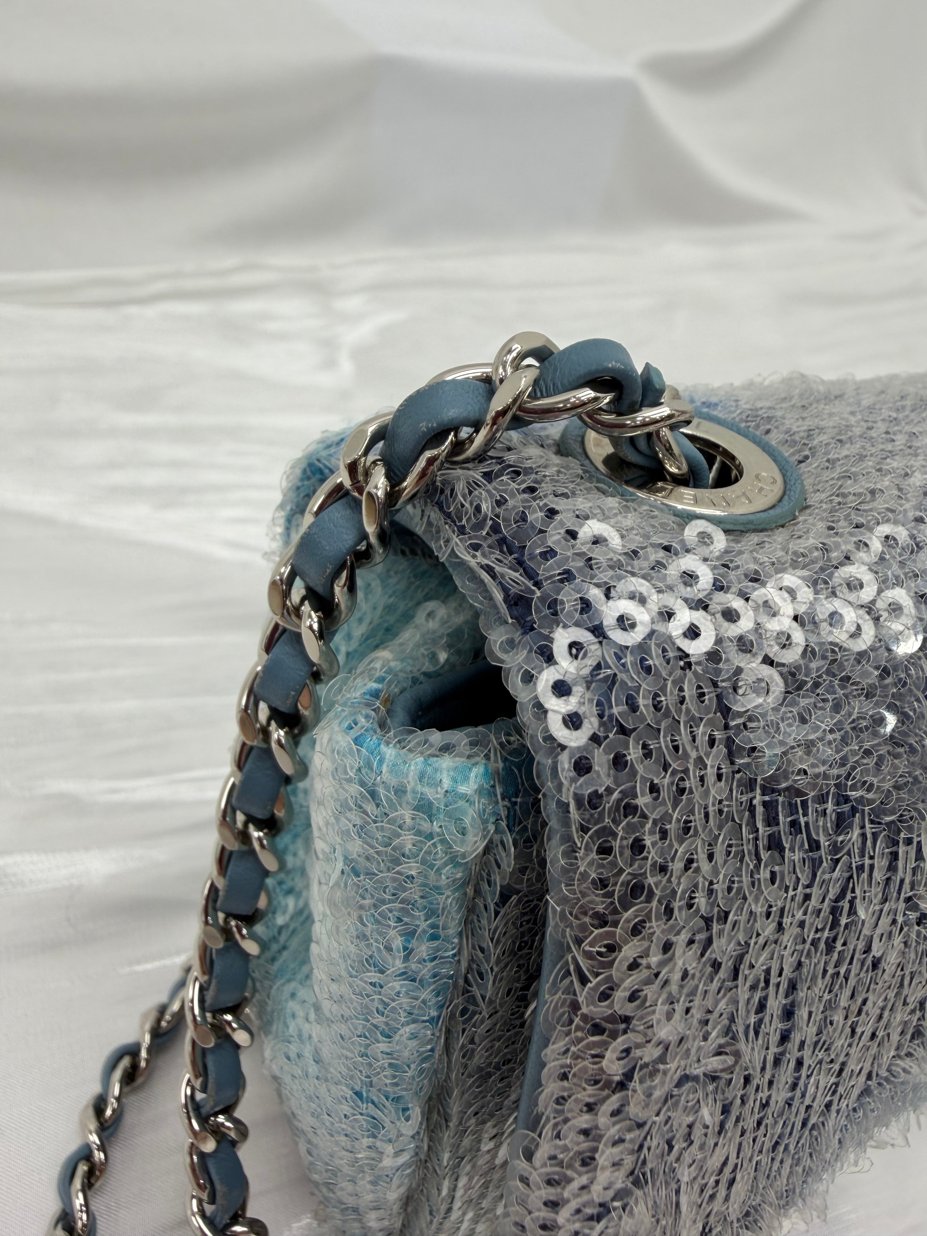 Chanel Blue Sequins Small Waterfall CC Flap Bag