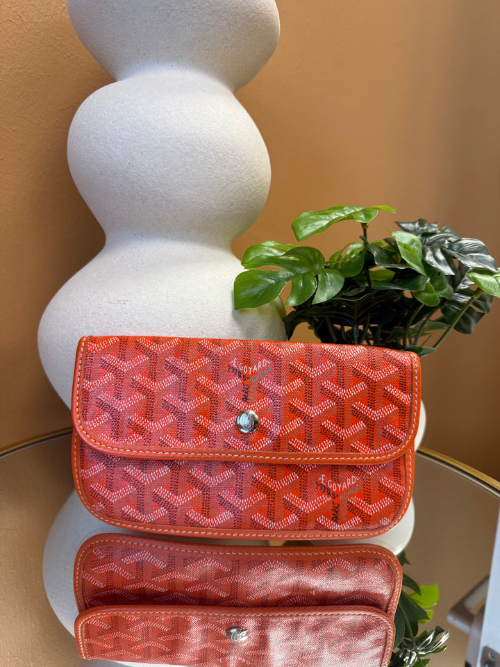 Goyard Orange Goyardine Leather Pouch