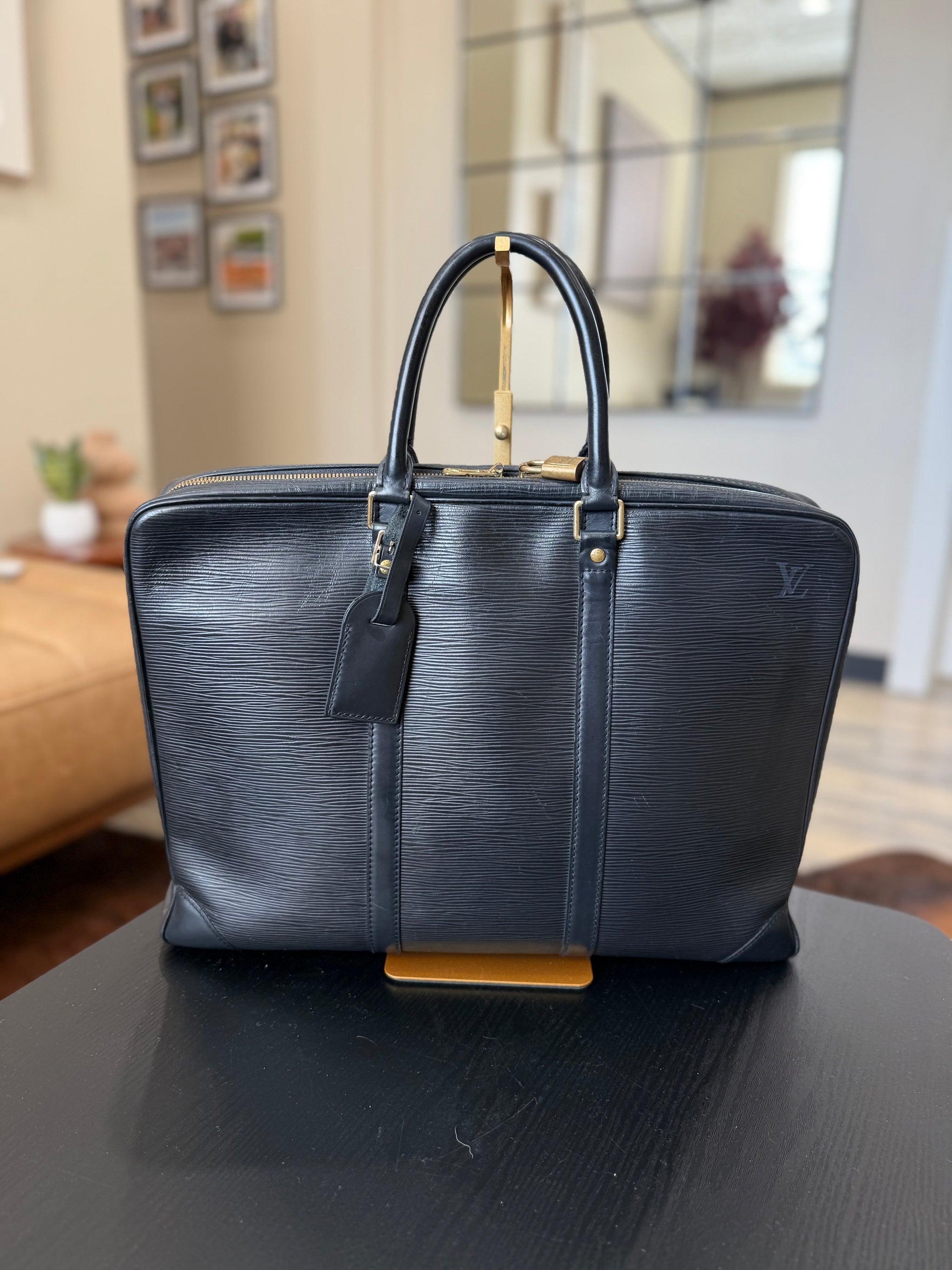Louis Vuitton Black Epi Document Voyage Business Bag