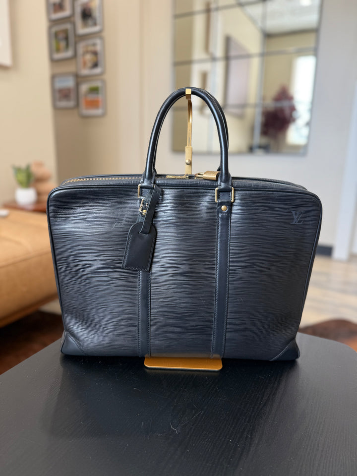 Louis Vuitton Black Epi Document Voyage Business Bag