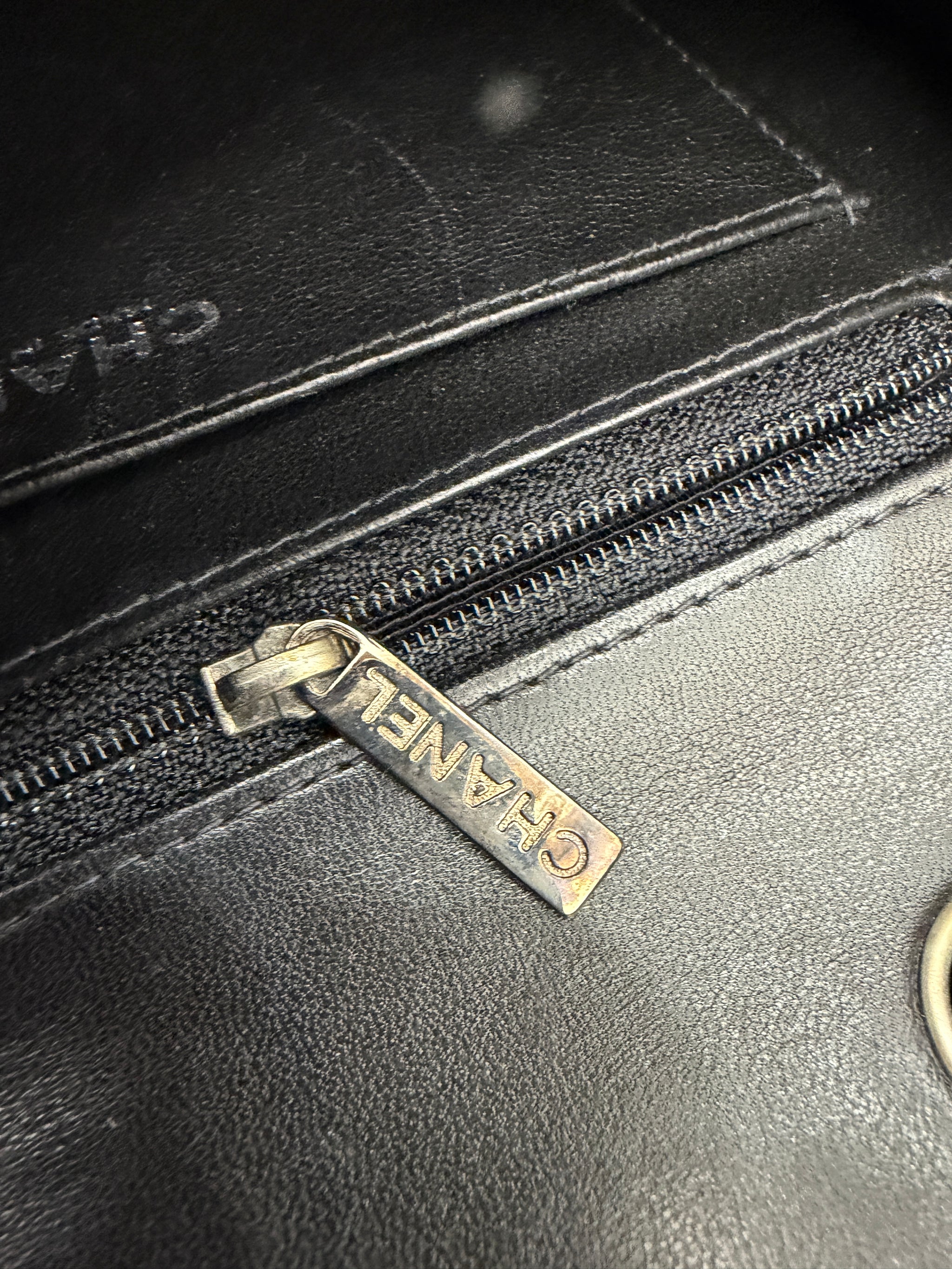 Chanel White & Black Patent Leather Chocolate Bar Square Bag