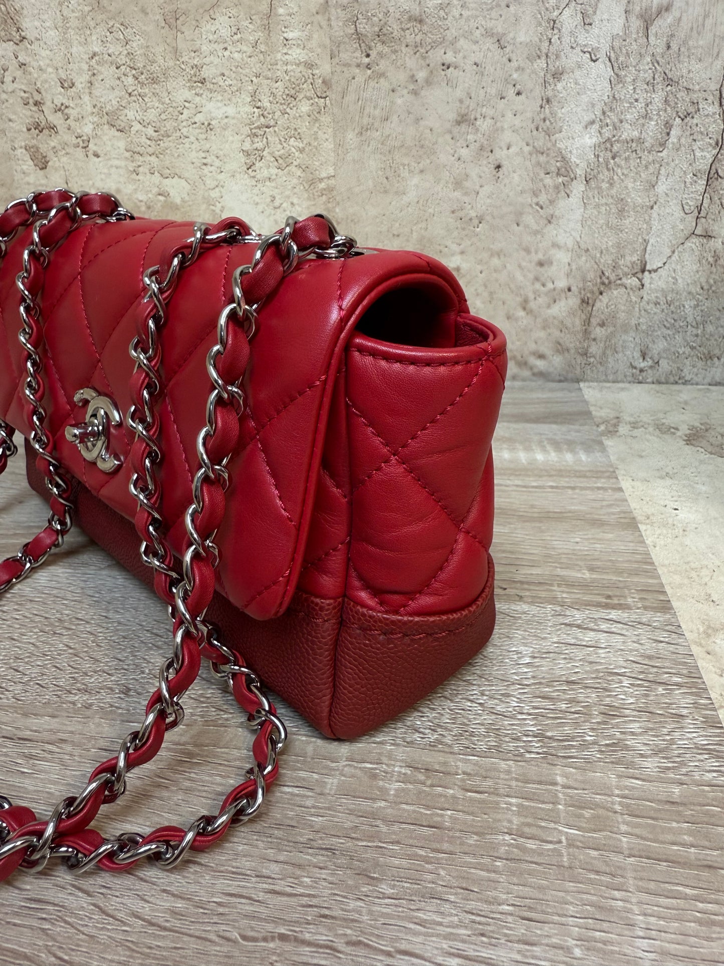 BRAND NEW Chanel Red Lambskin Bi Color Coco Flap Crossbody Bag