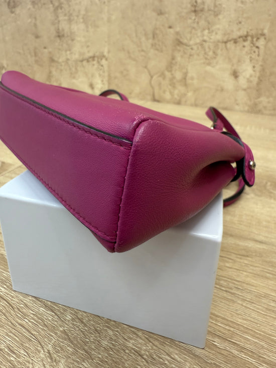 Fendi Magenta Leather Micro Peekaboo Tote Bag