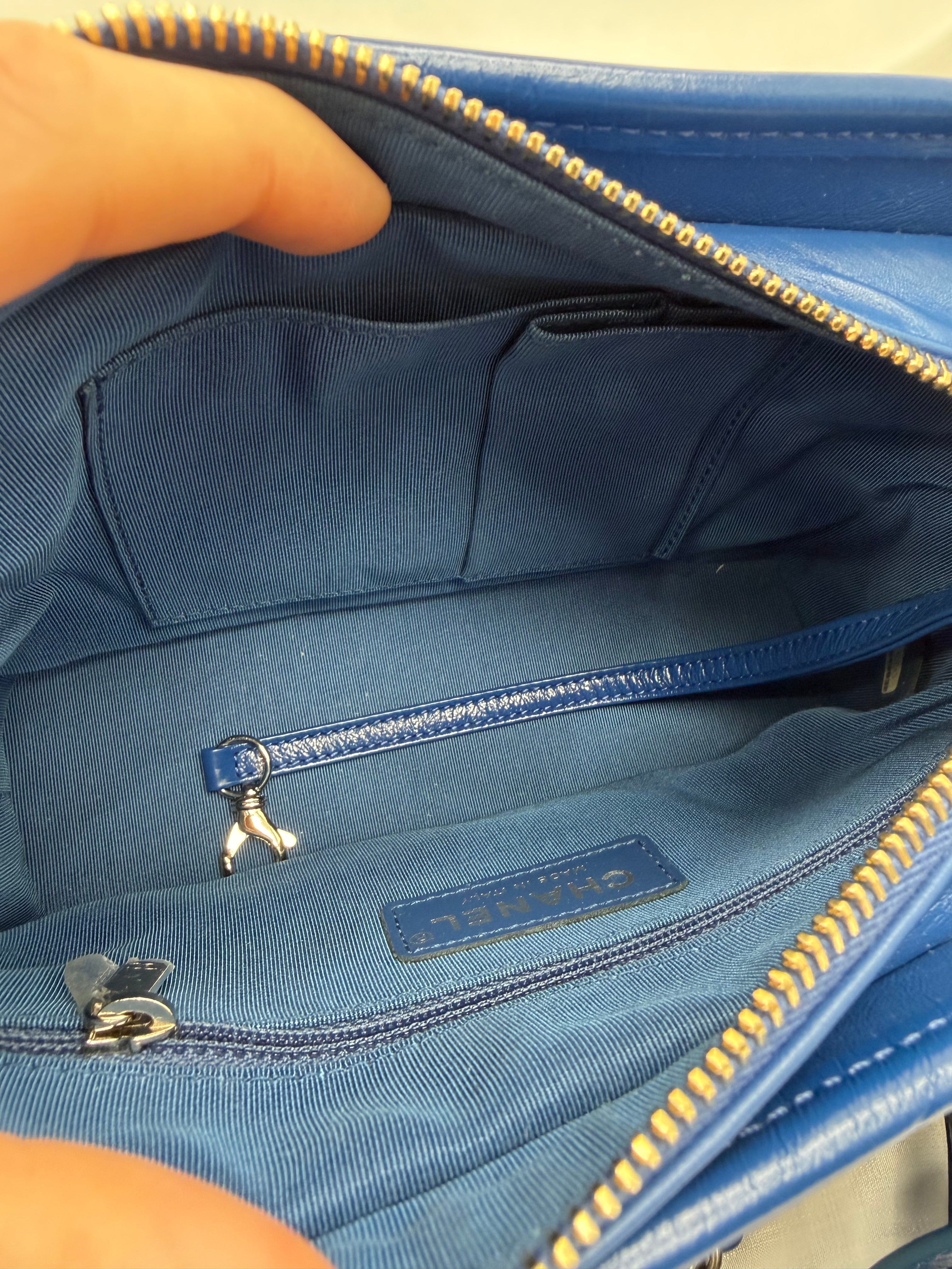 Chanel Blue Aged Quilted Calfskin Small Gabrielle Hobo Bag