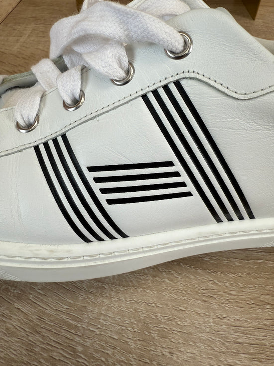 Hermès White & Black Leather Avantage Low Top Sneaker 39.5/9