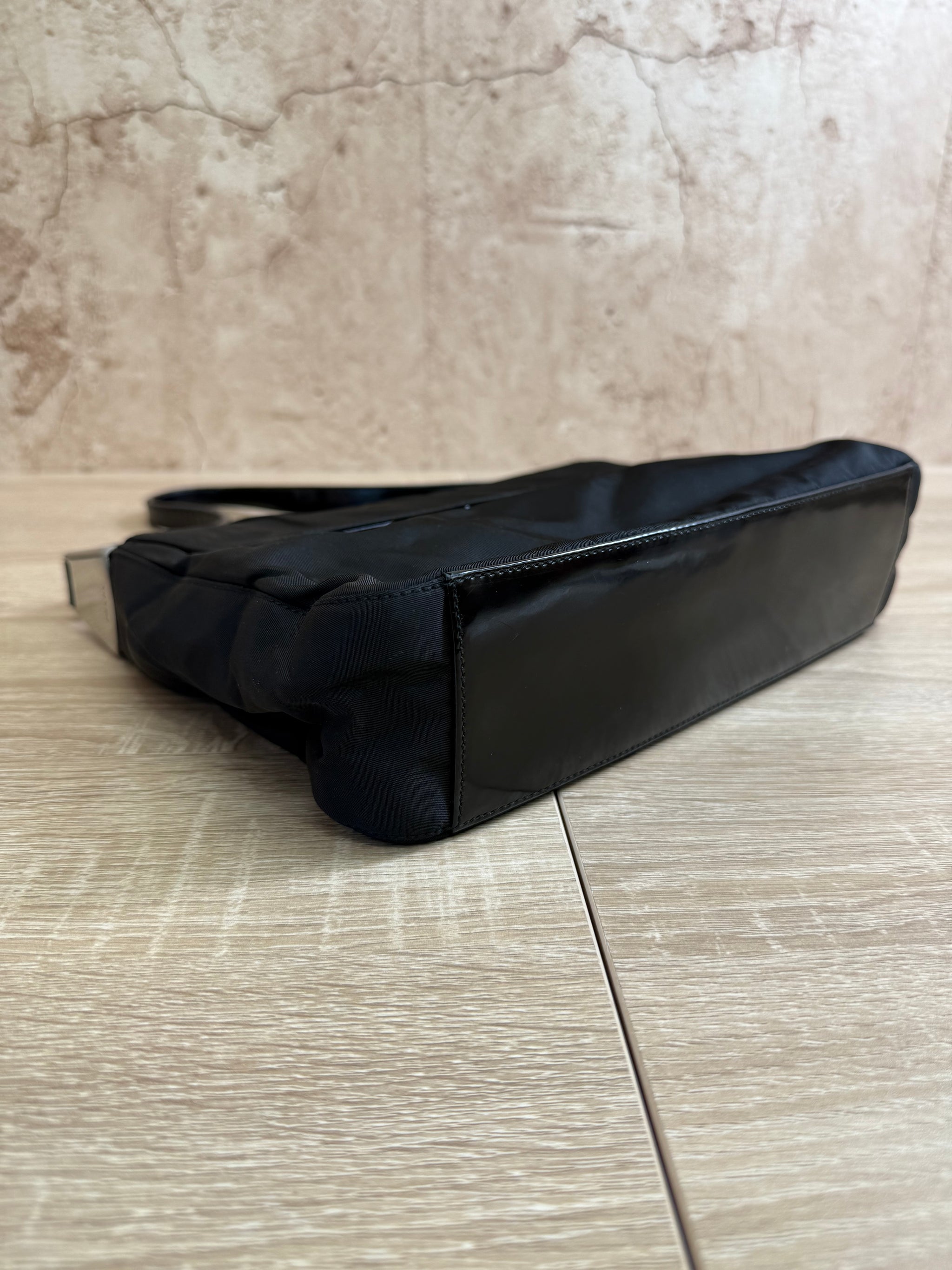 Prada Black Nylon & Leather Shoulder Bag