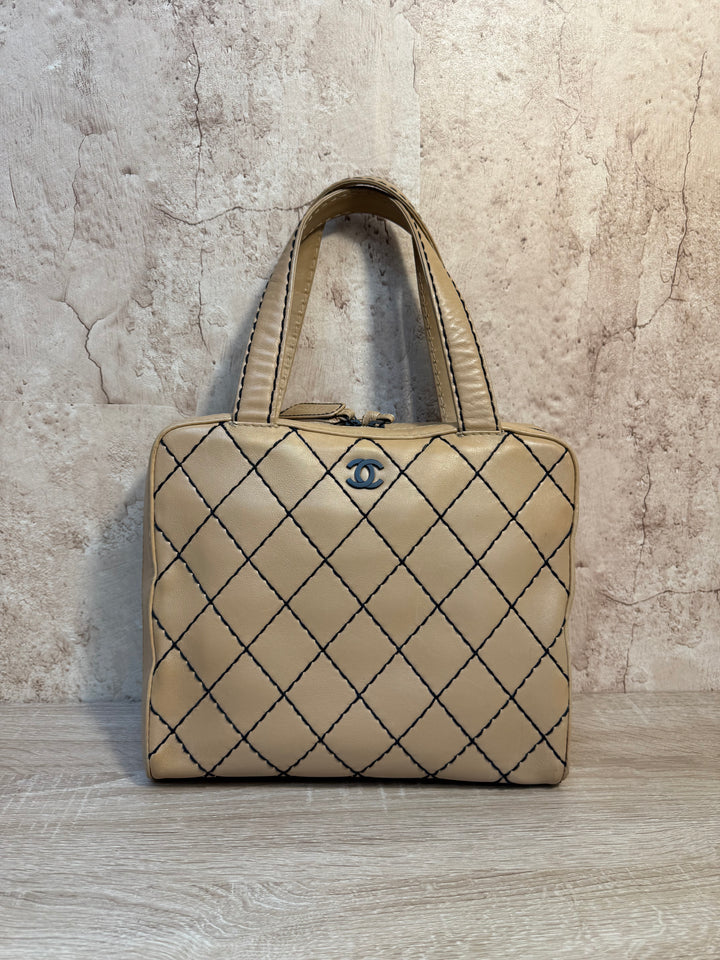 Chanel Tan Coco Mark Matelasse Wild Stitch Boston Bag