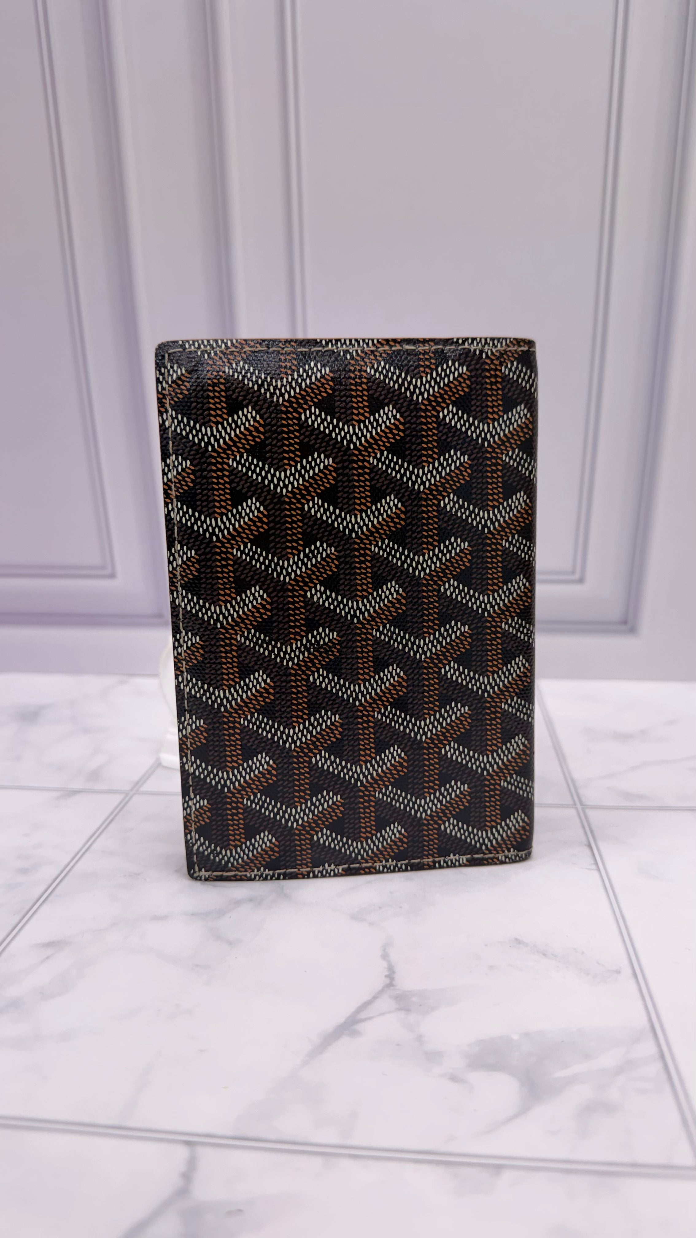 Goyard Black & Tan Goyardine Canvas Passport Cover