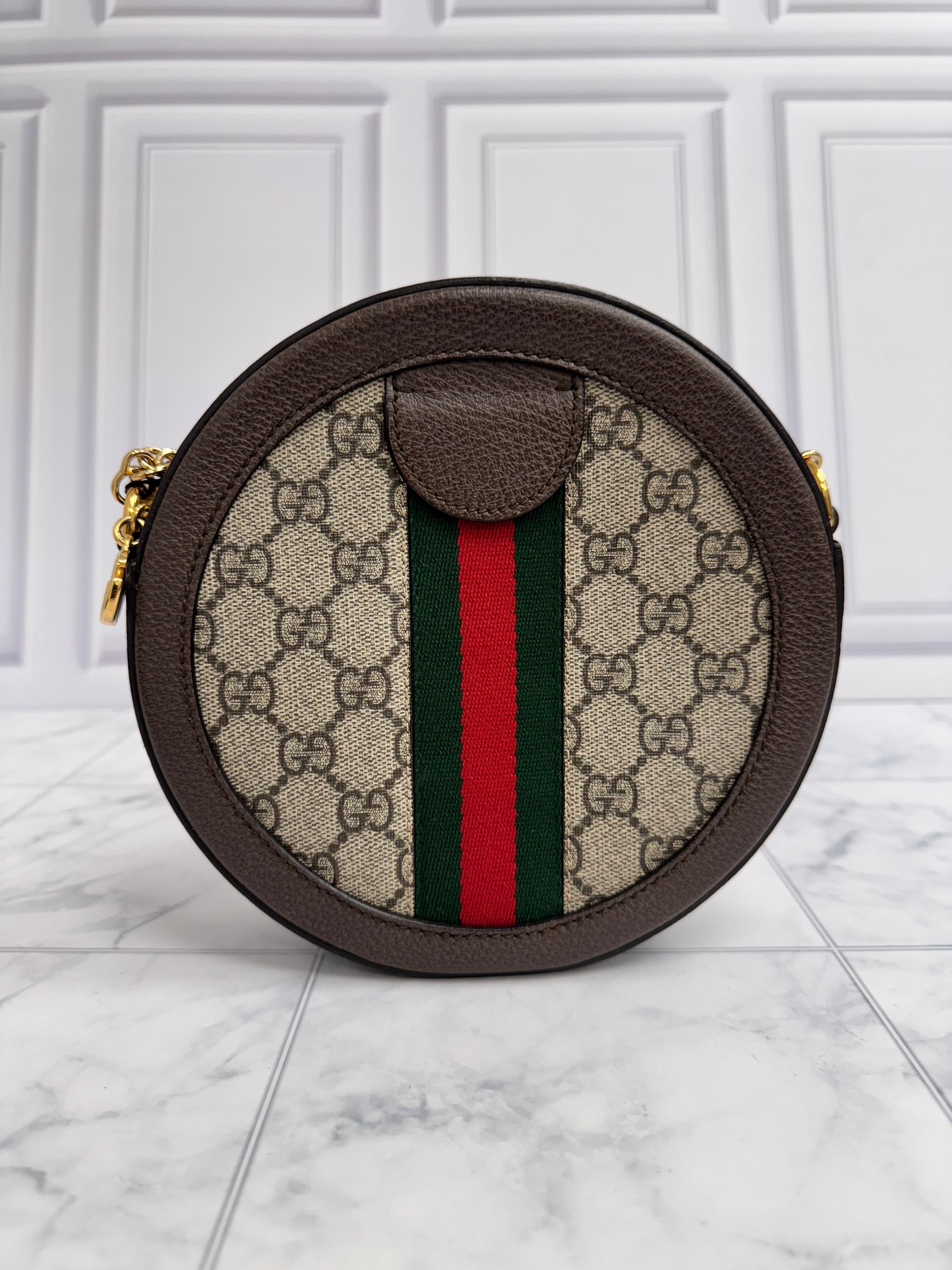 Gucci GG Supreme Web Canvas Ophidia Round Crossbody Bag