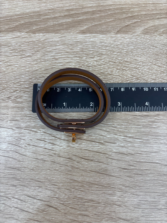 Hermes Brown Leather Kelly Wrap Bracelet