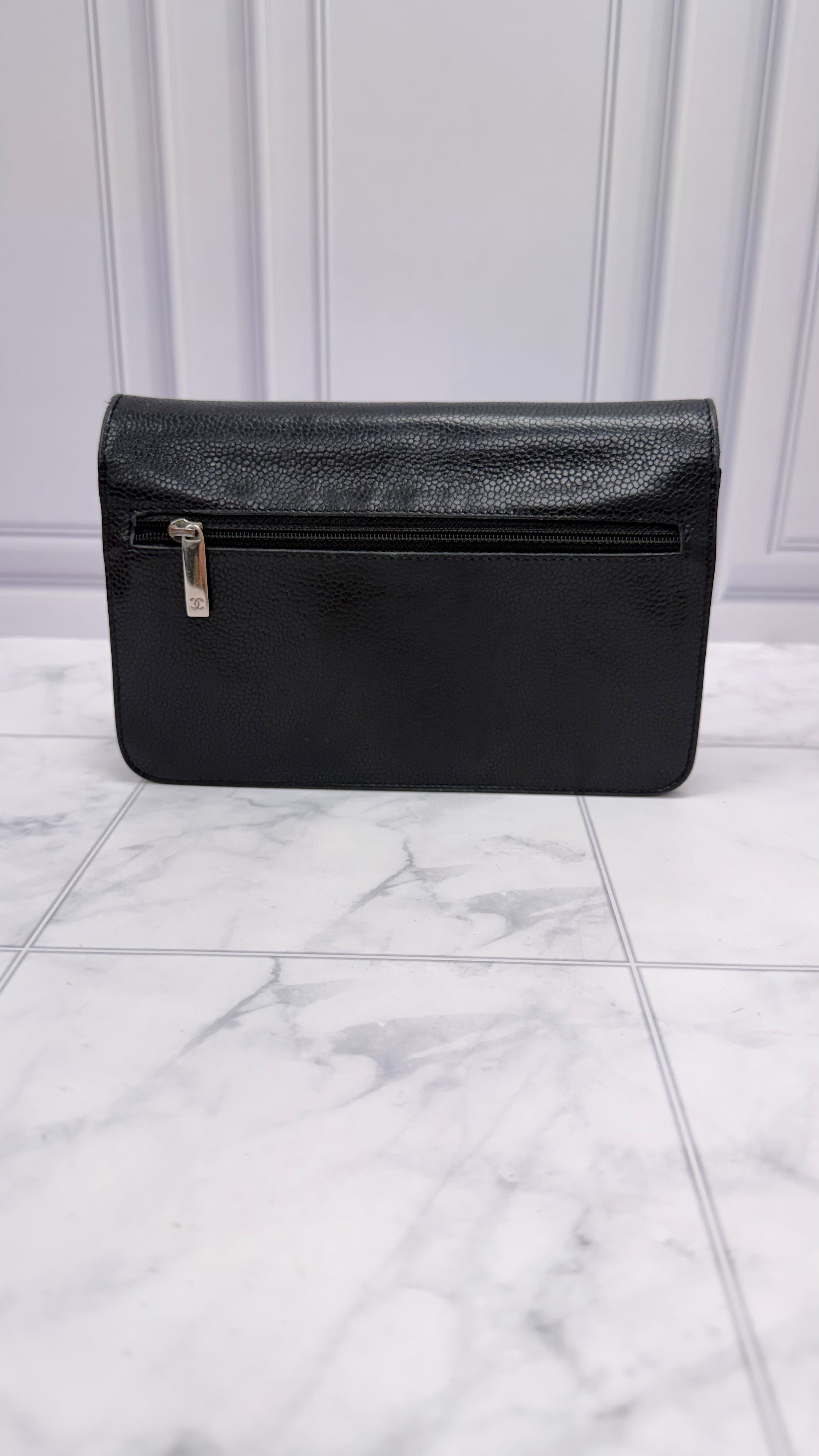 Chanel Black Caviar CC Wallet on a Chain