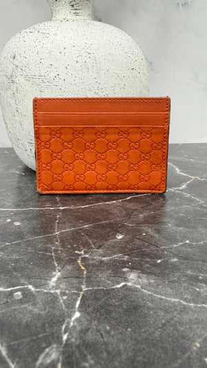 Gucci Burnt Orange Microguccissima Leather Card Holder
