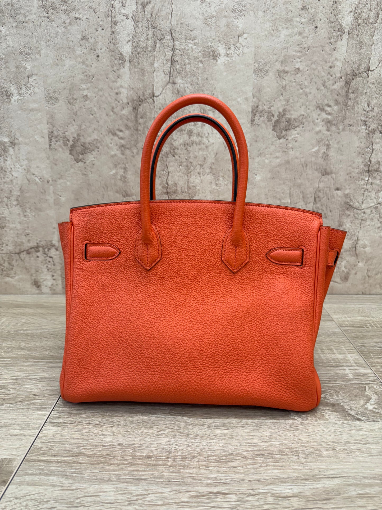 Hermes Orange Poppy Togo Leather Birkin 30 with Palladium Hardware