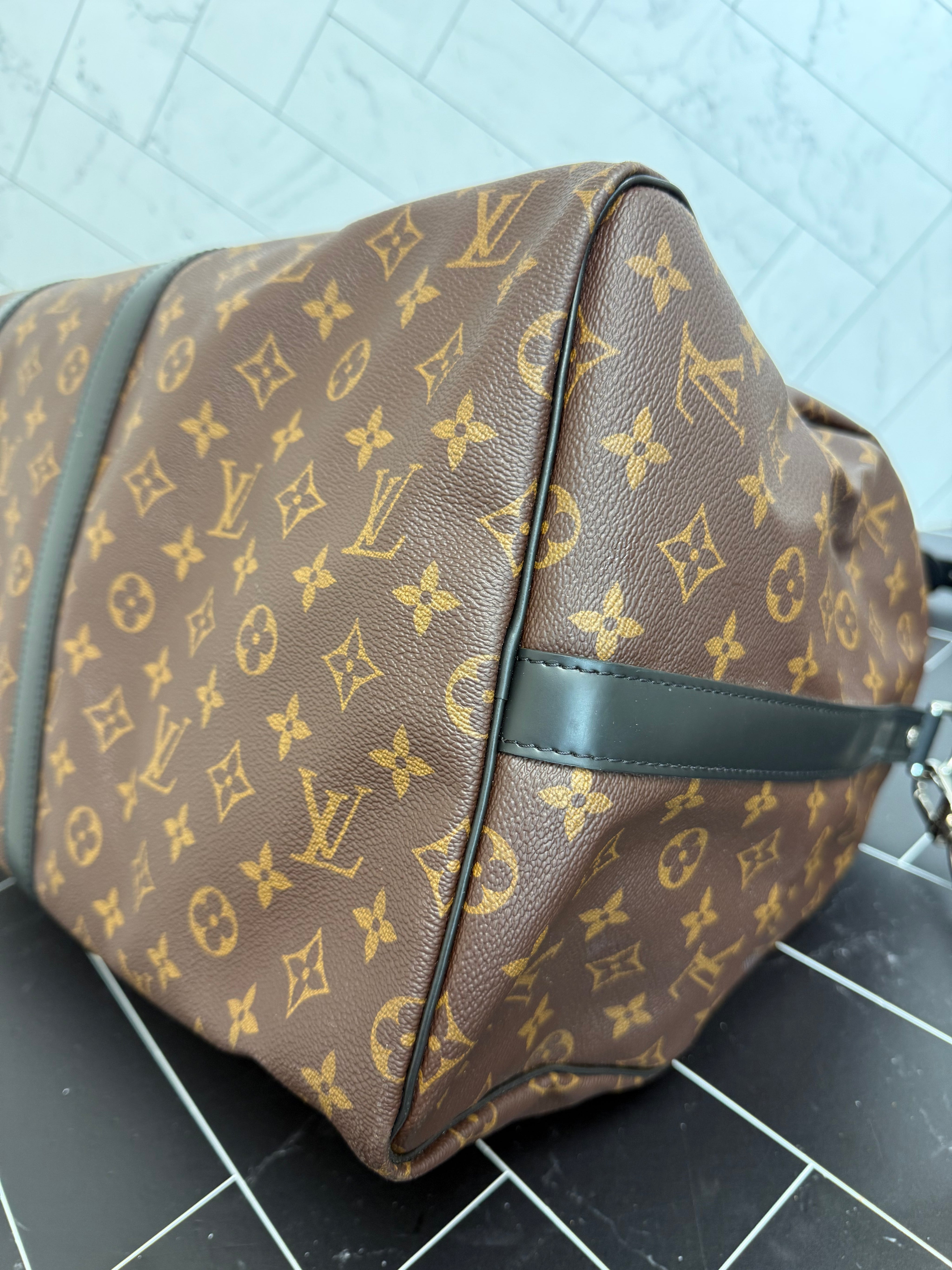 Louis Vuitton Monogram Macassar Keepall 55 Bandouliere