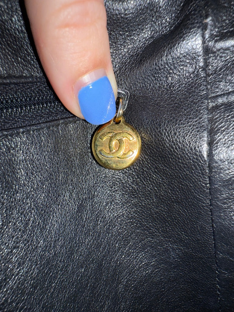 Chanel Black Lambskin Triple CC Tassel Camera Bag