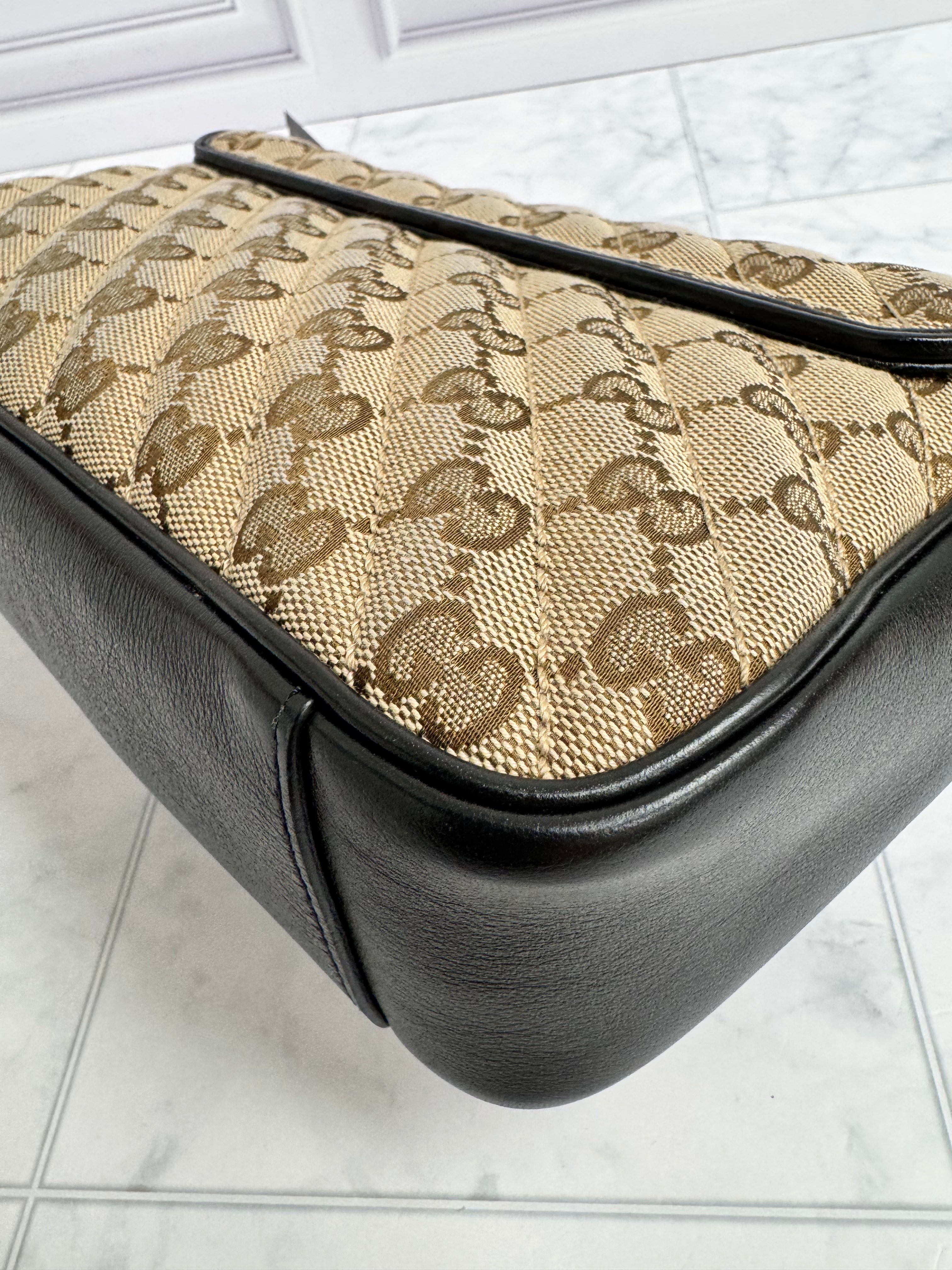 *DONS DROP* Gucci Brown Monogram Canvas GG Marmont Shoulder Bag