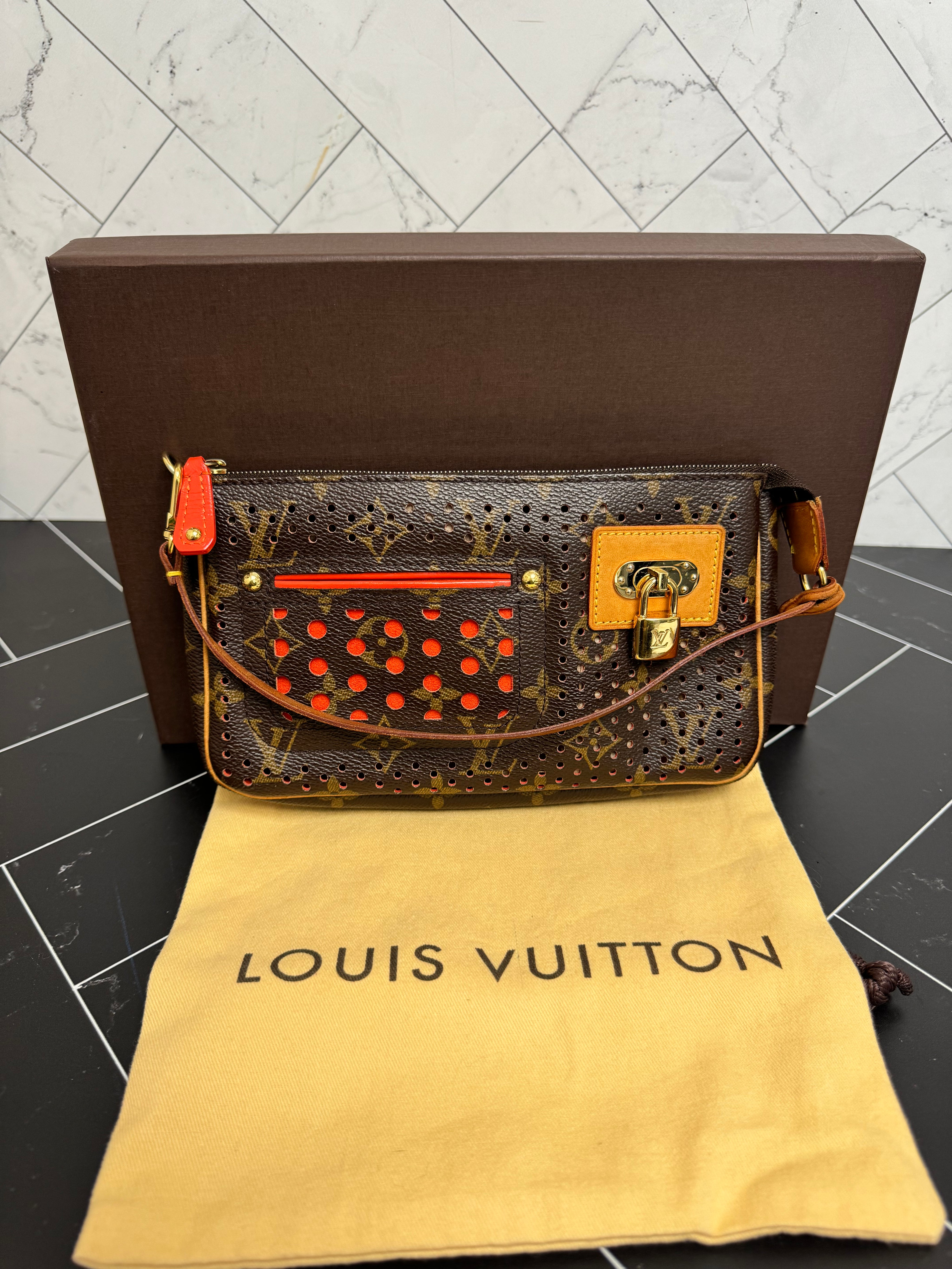 Louis Vuitton Monogram & Orange Perforated Pochette