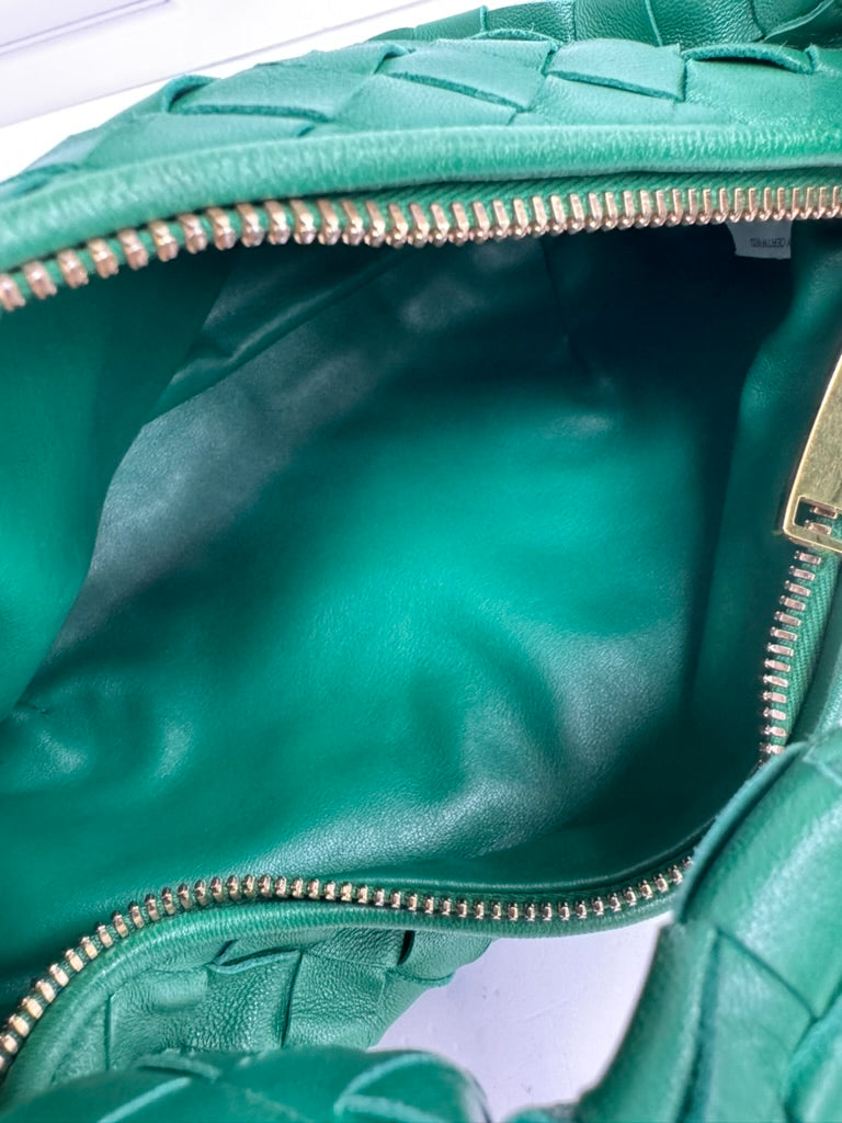 LIKE NEW - Bottega Veneta Green Intrecciato Leather Mini Jodie Handbag