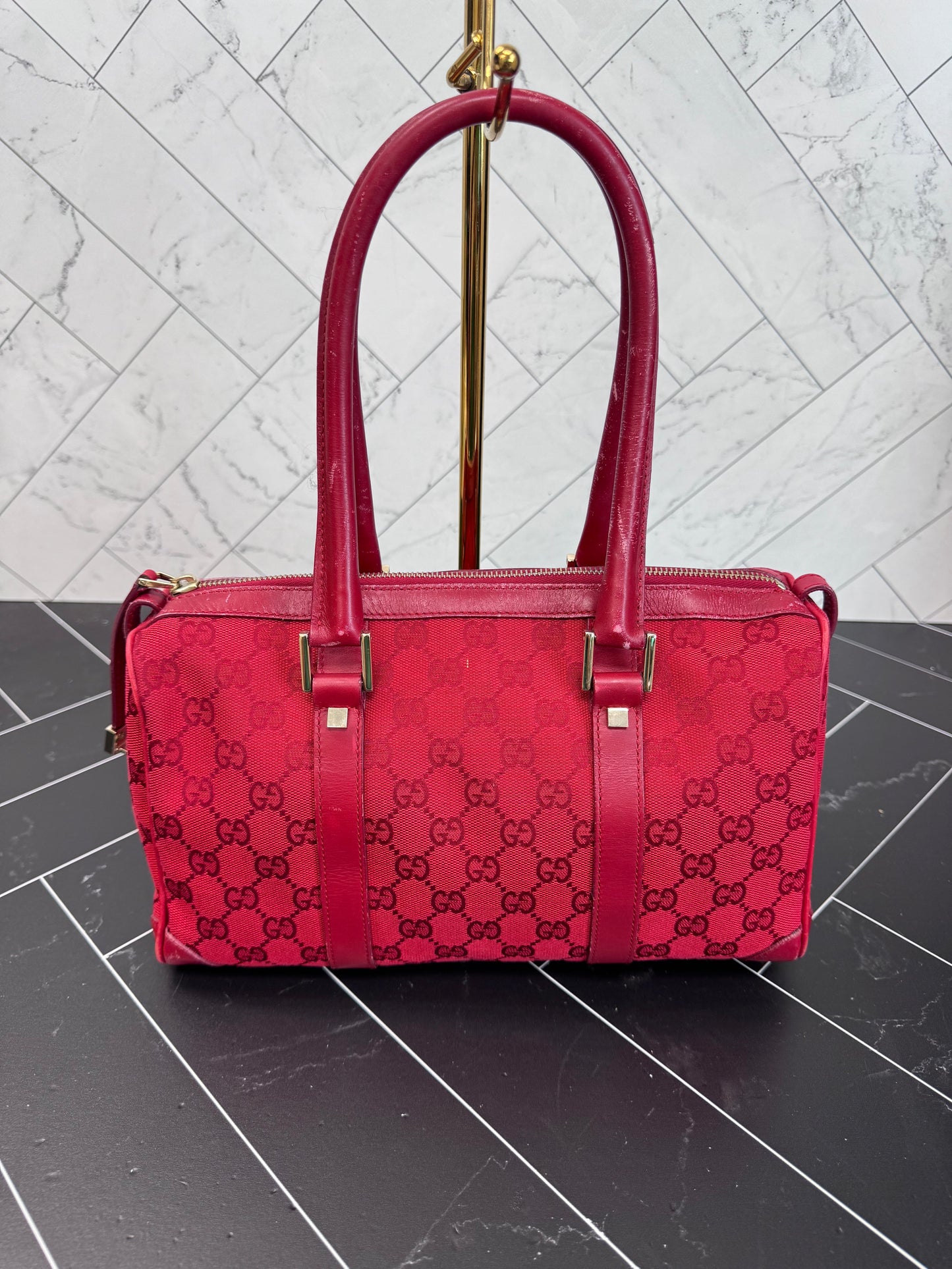 Gucci Red Canvas Shoulder Bag