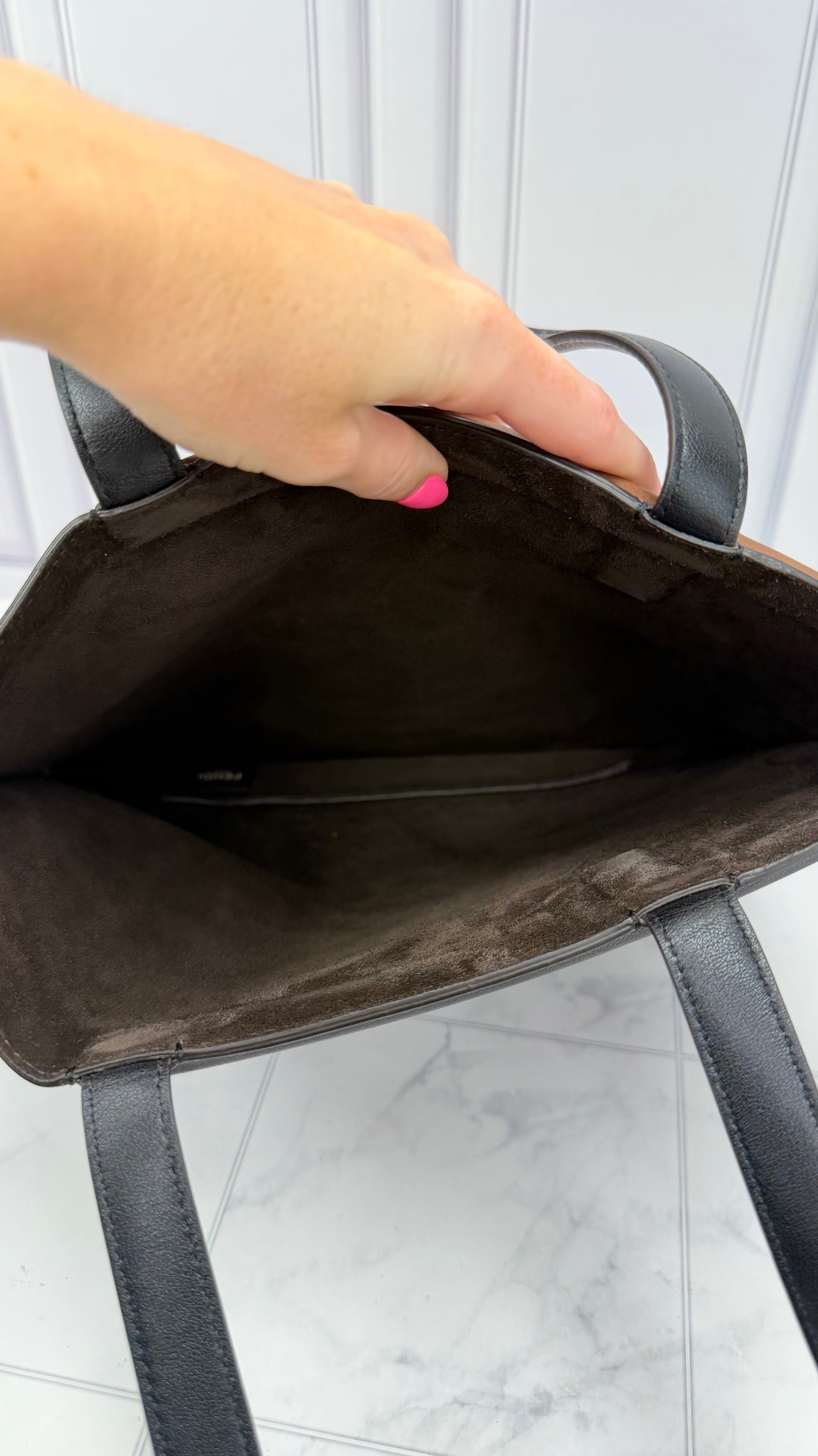 Fendi Brown & Black Leather Flat Tote