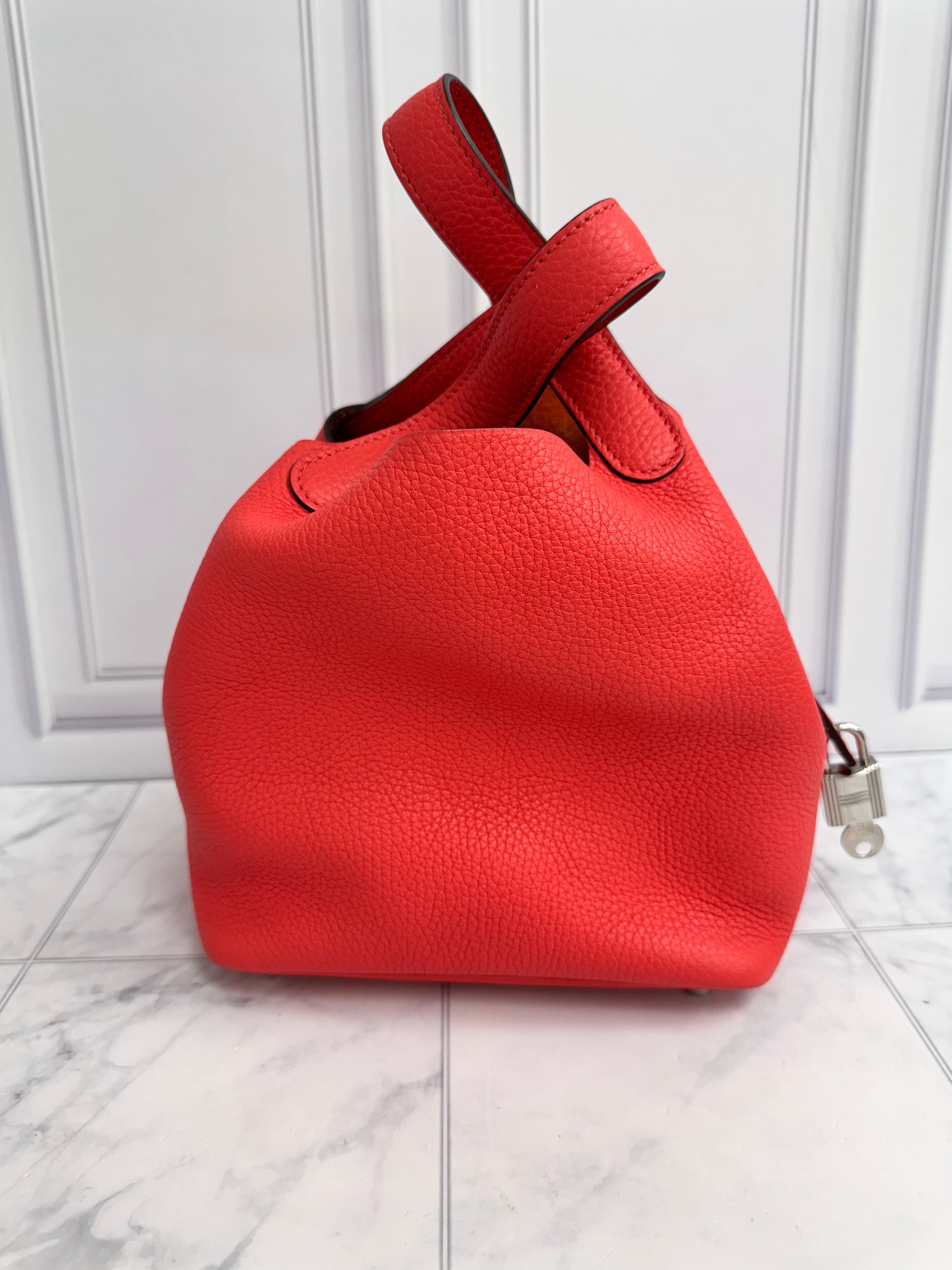 Hermes Rose Jaipur Taurillon Clemence Picotin Lock Bag