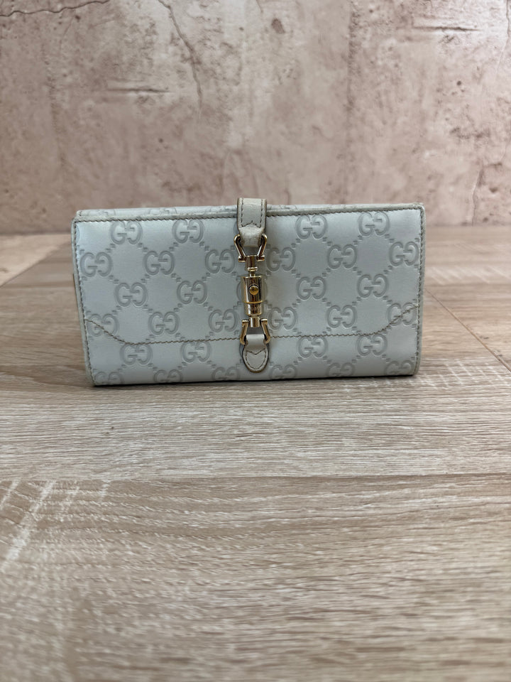 Gucci GG Cream Leather Jackie Long Wallet