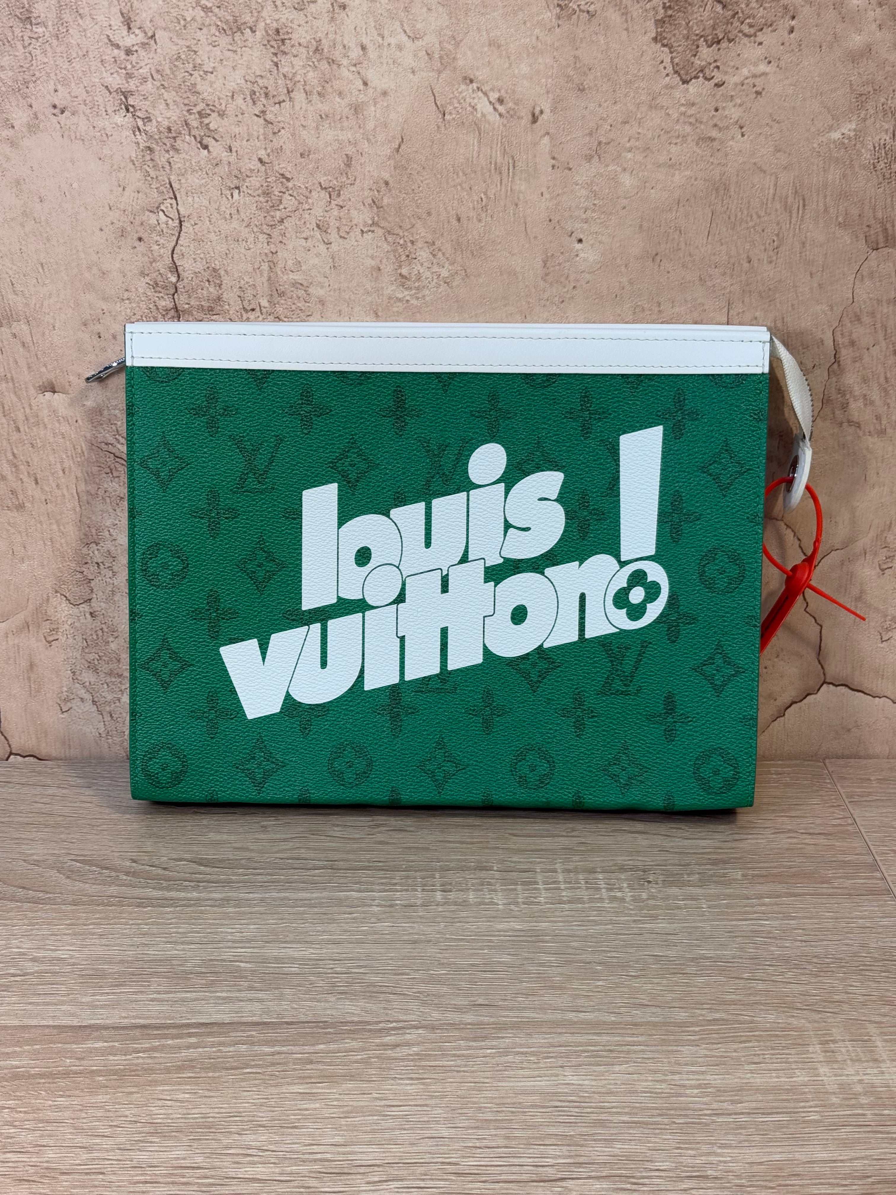 LIKE NEW Louis Vuitton Limited Edition Green Monogram Pochette Voyage MM