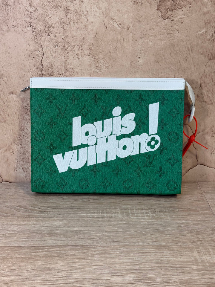 LIKE NEW Louis Vuitton Limited Edition Green Monogram Pochette Voyage MM