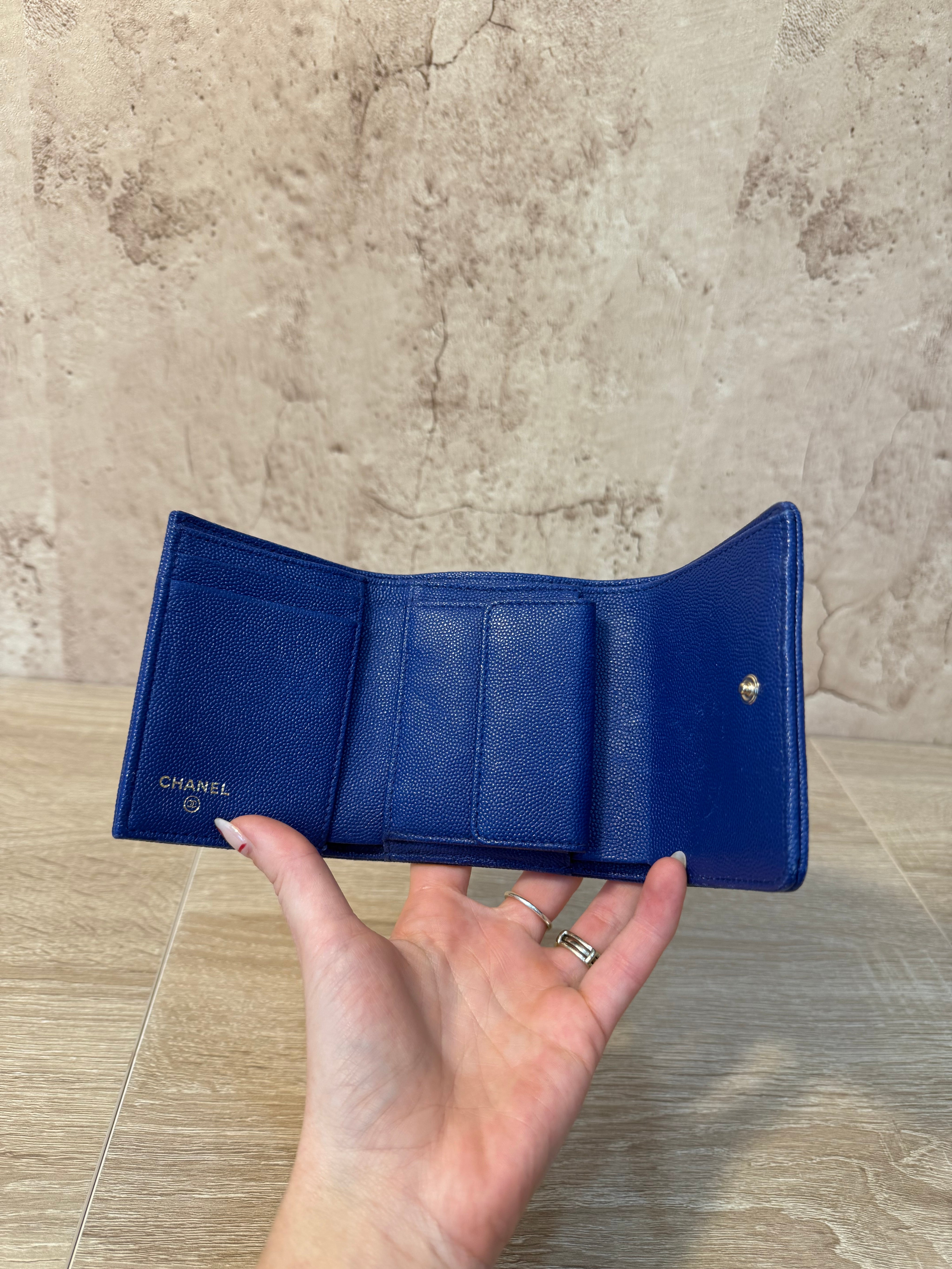 Chanel Royal Blue Caviar Compact Wallet