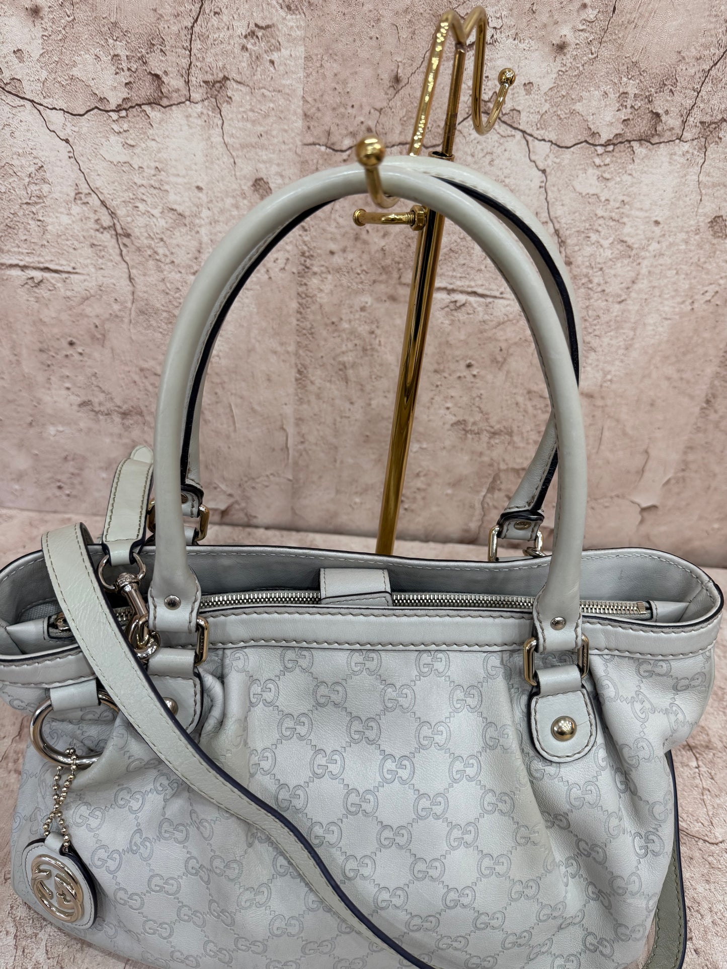 Gucci Beige GG Leather 2Way Tote Bag