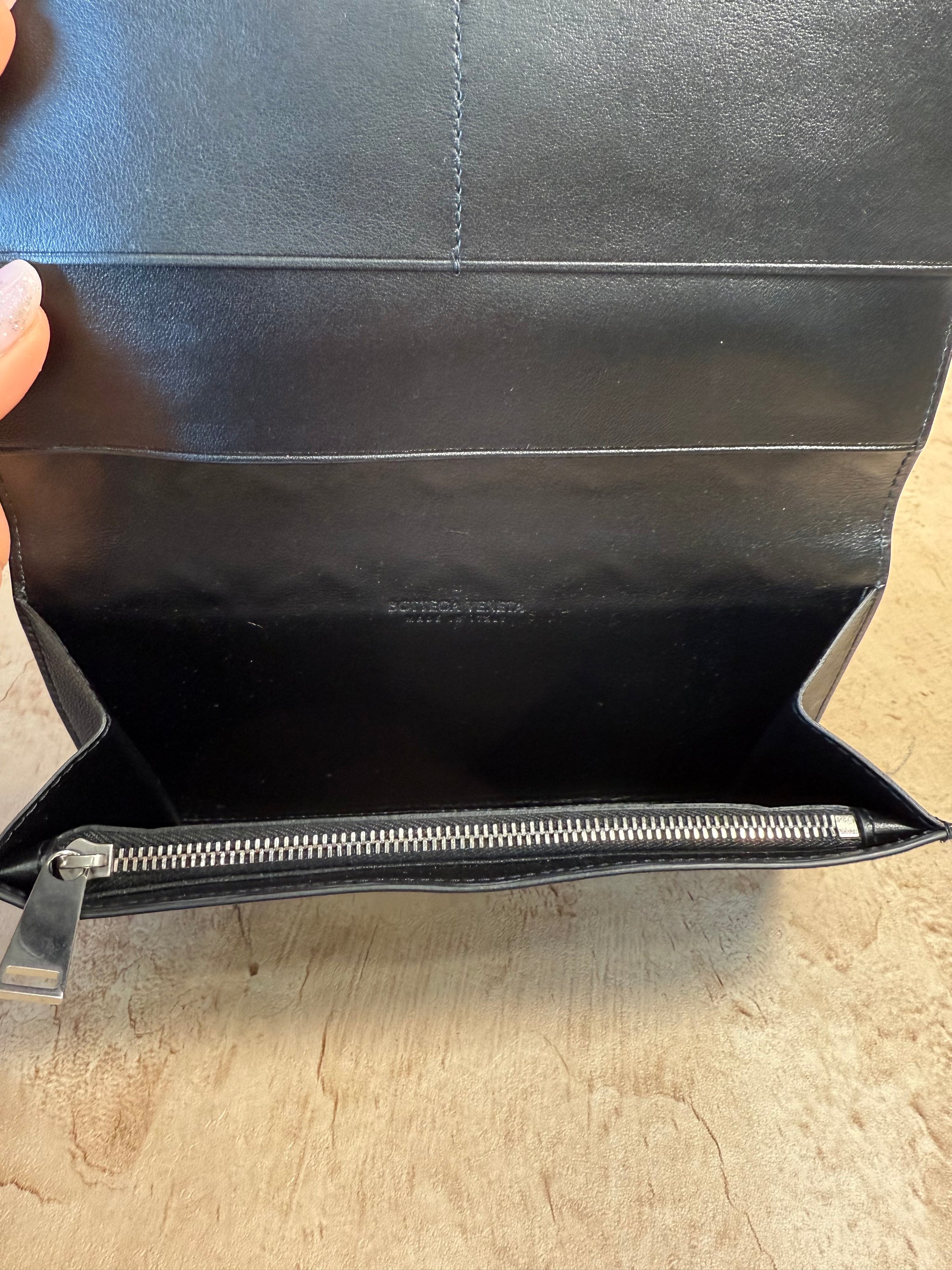 Bottega Black Nappa19 Leather Long Wallet