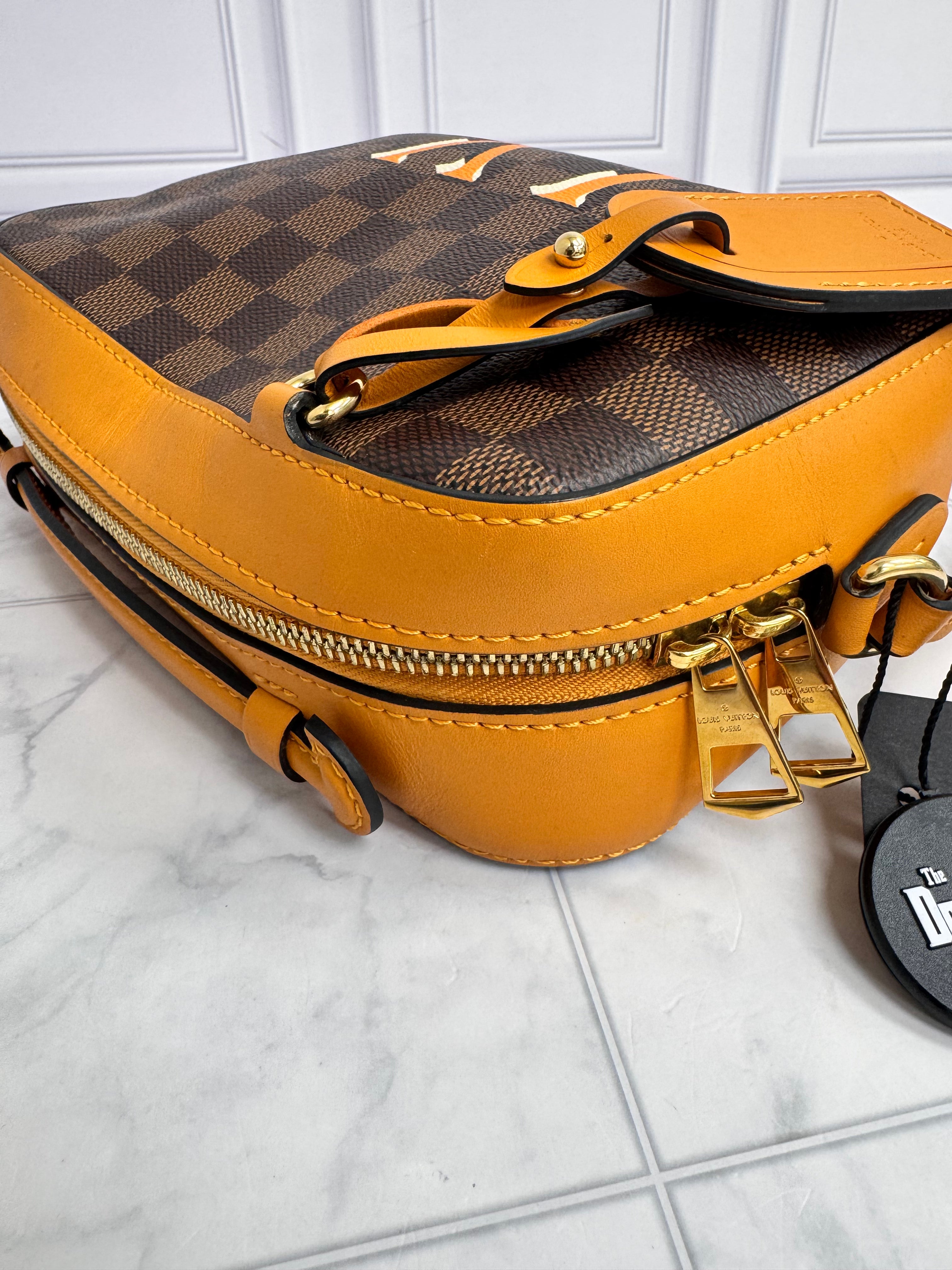 Louis Vuitton Damier Ebene And Orange Santa Monica Crossbody Bag