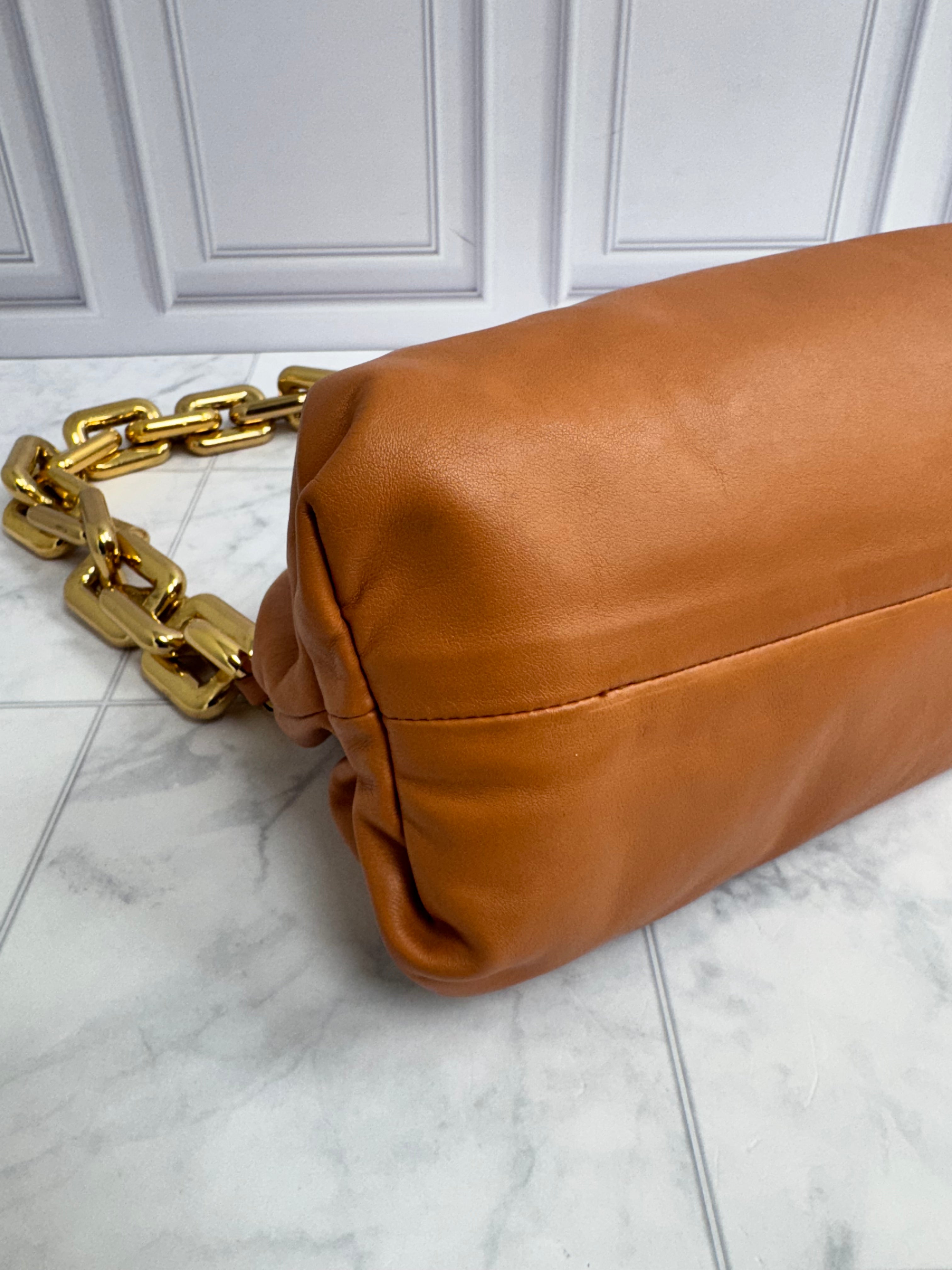 Bottega Veneta Orange Leather Chain Pouch