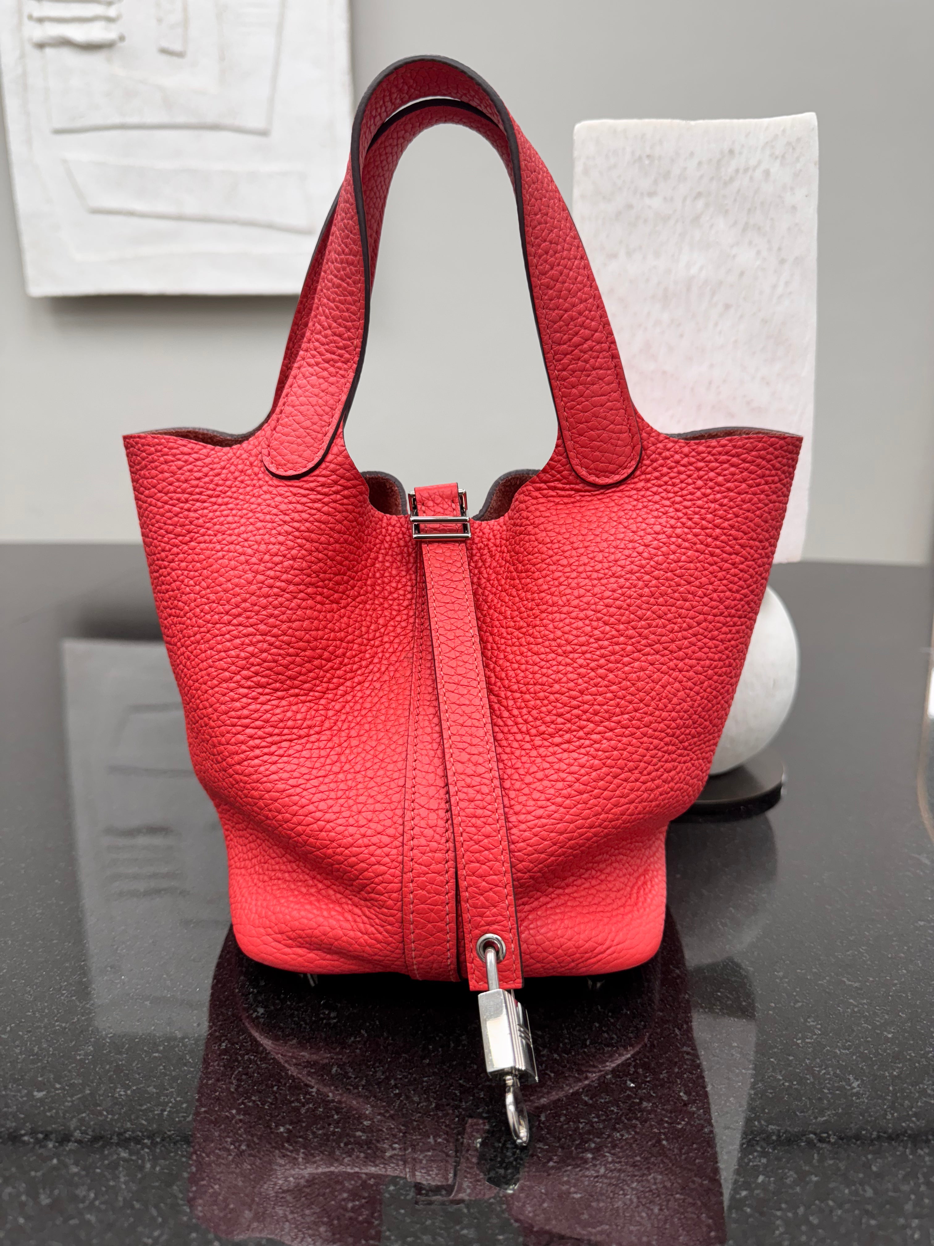 Hermes Coral Clemence Picotin Lock Bag PM