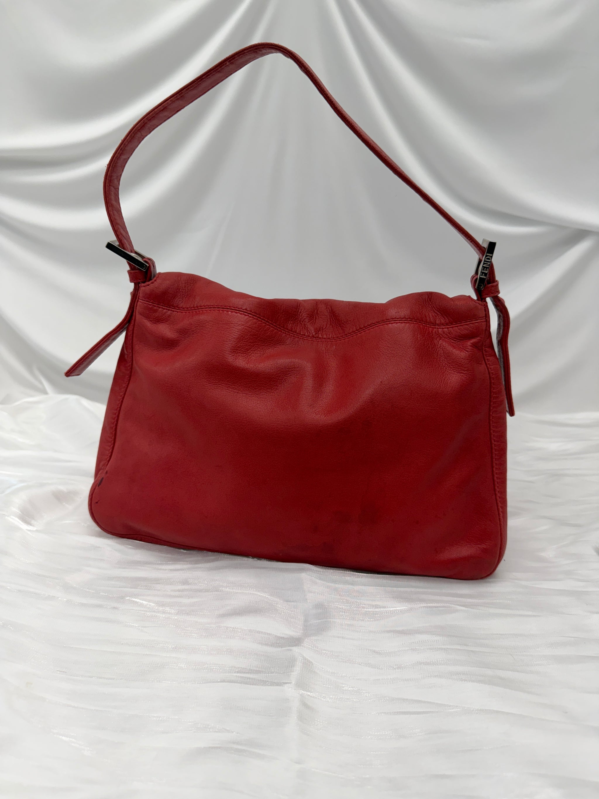 Fendi Red Leather Mama Baguette Handbag