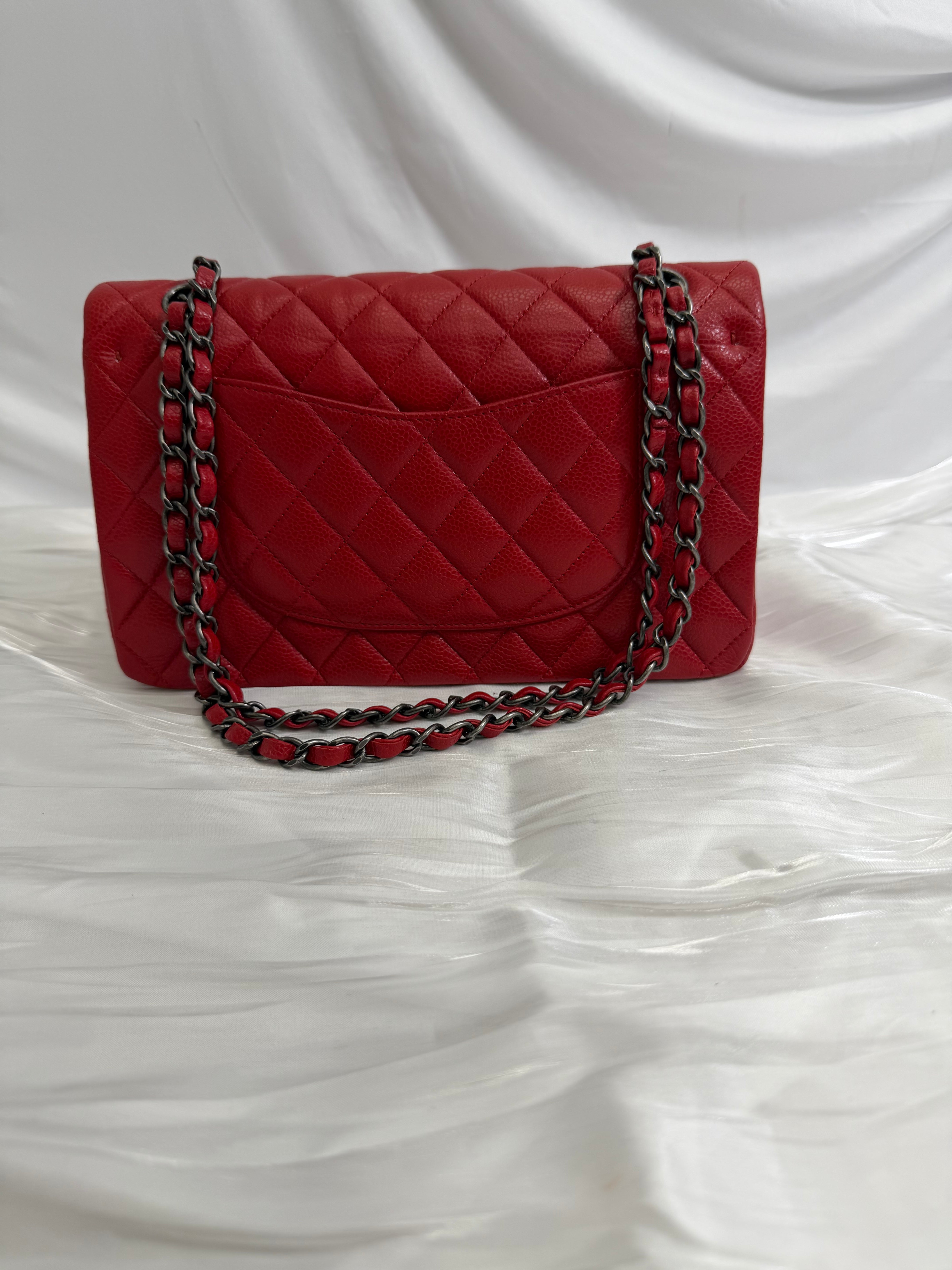 Chanel Red Caviar Classic Medium Double Flap Bag