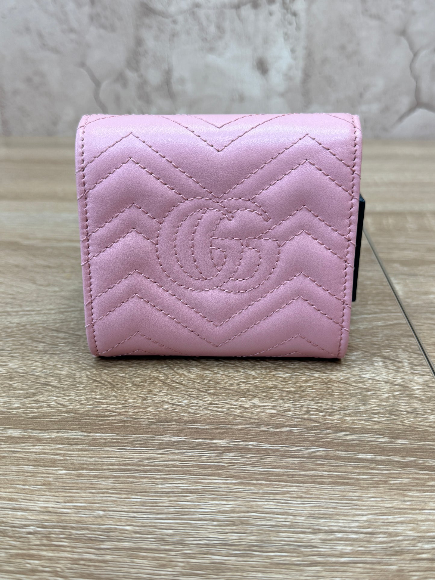 Gucci Pink Quilted Leather Marmont Compact Wallet