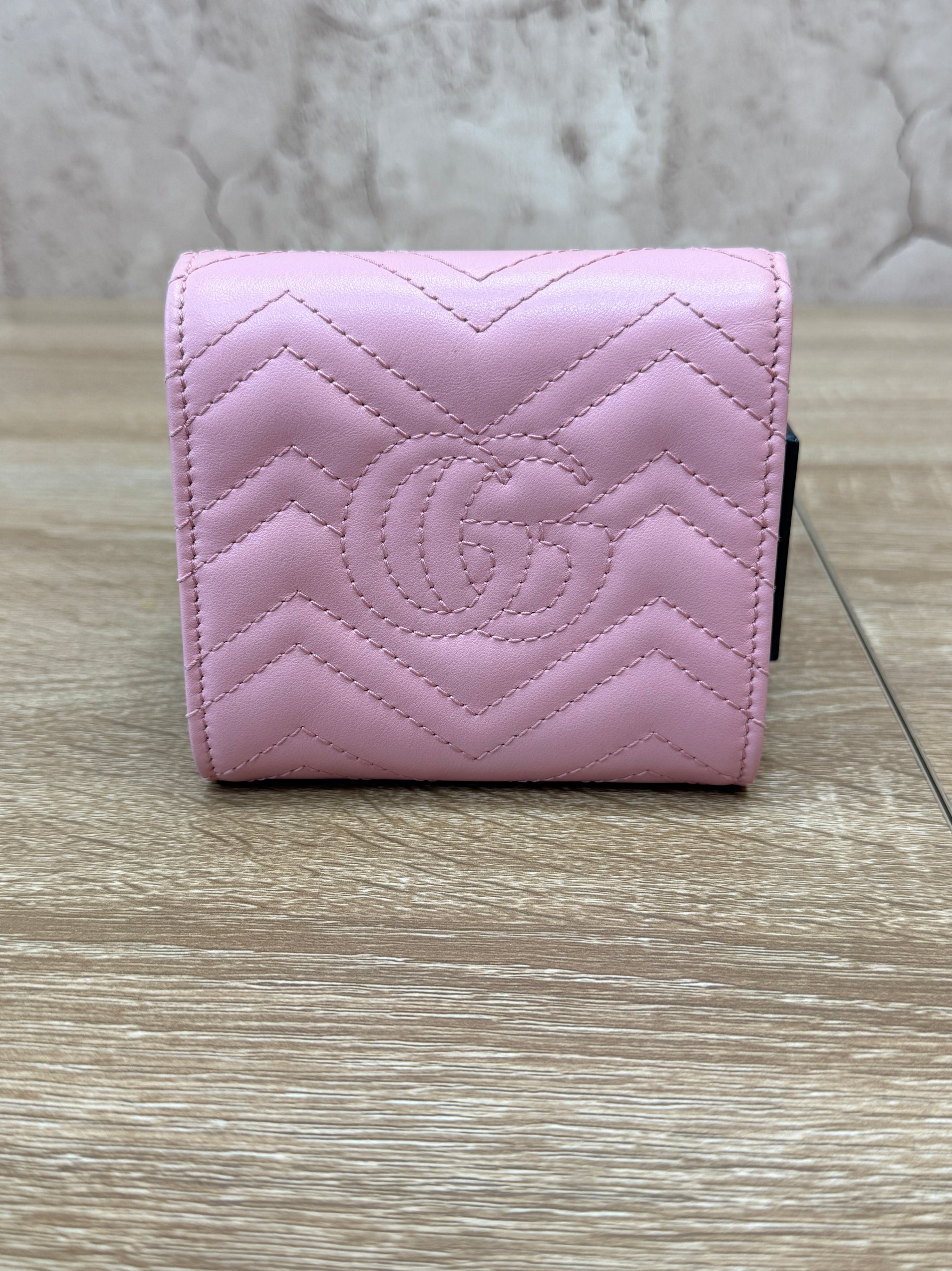 Gucci Pink Quilted Leather Marmont Compact Wallet