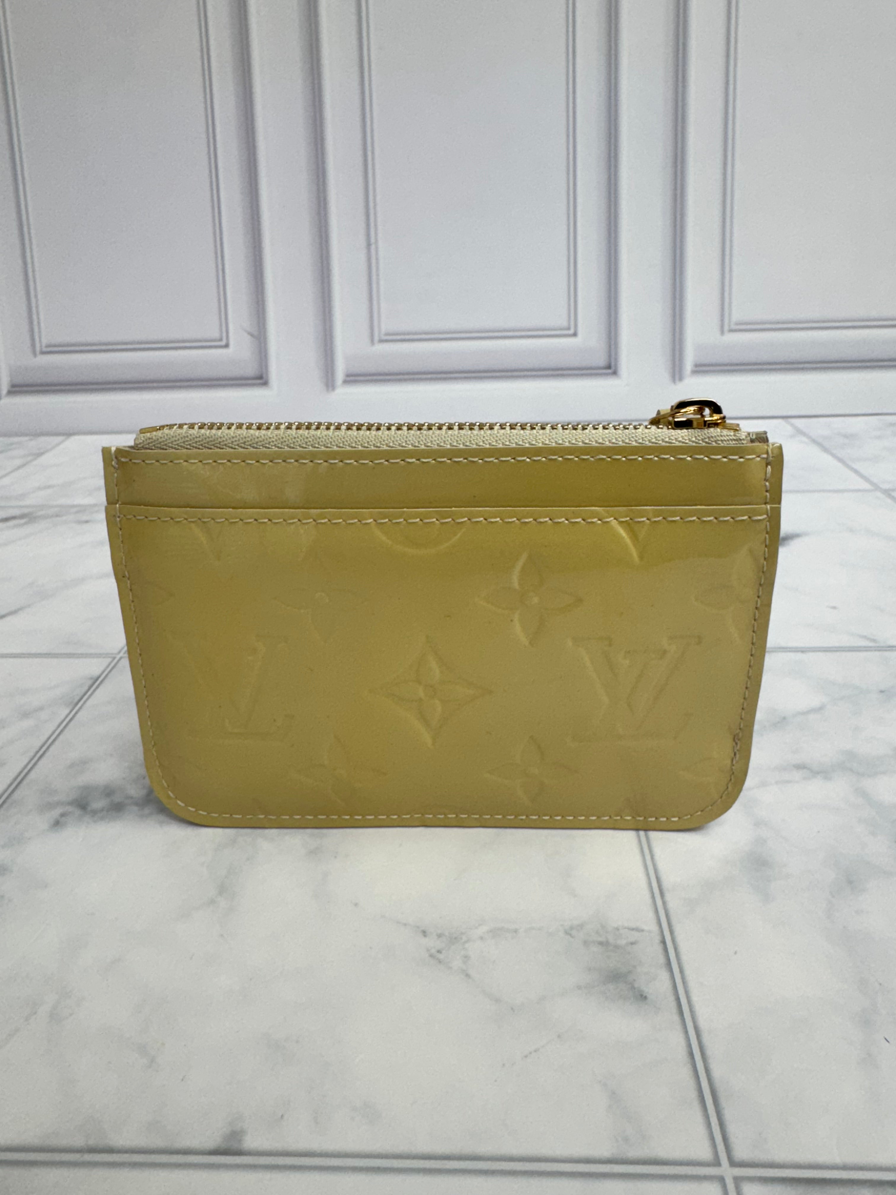 Louis Vuitton Yellow Monogram Vernis Pochette Key Cles