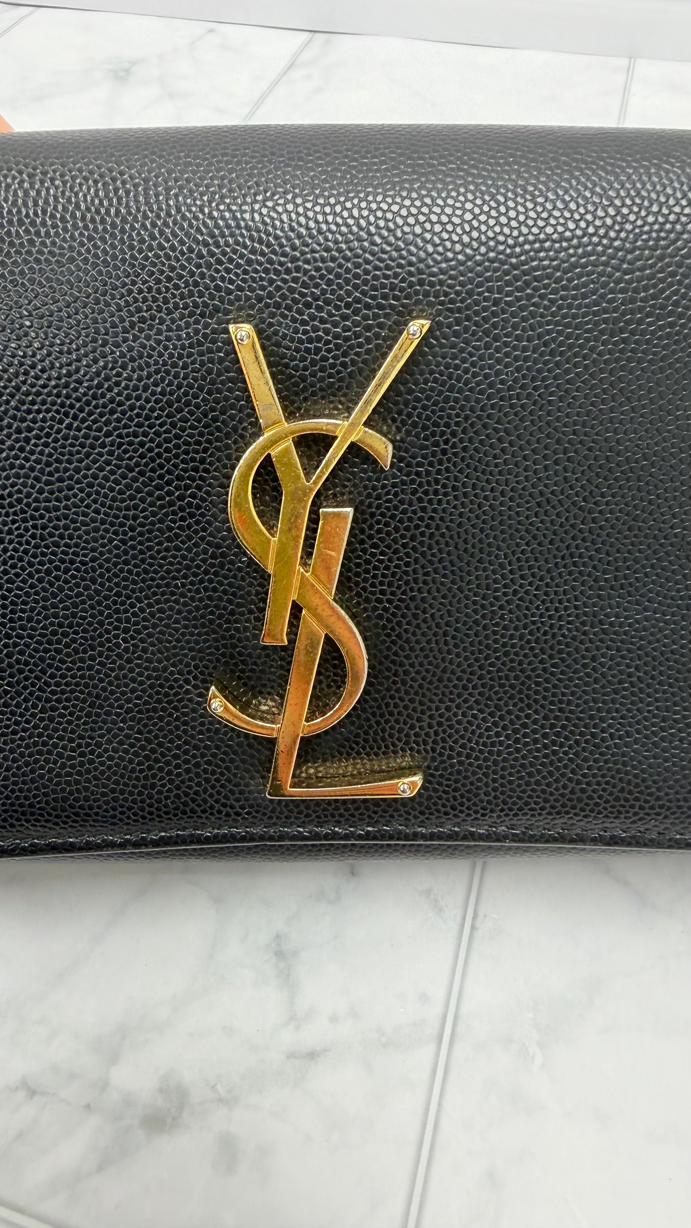 *DONS DROP* Saint Laurent YSL Black Pebbled Leather Kate Crossbody