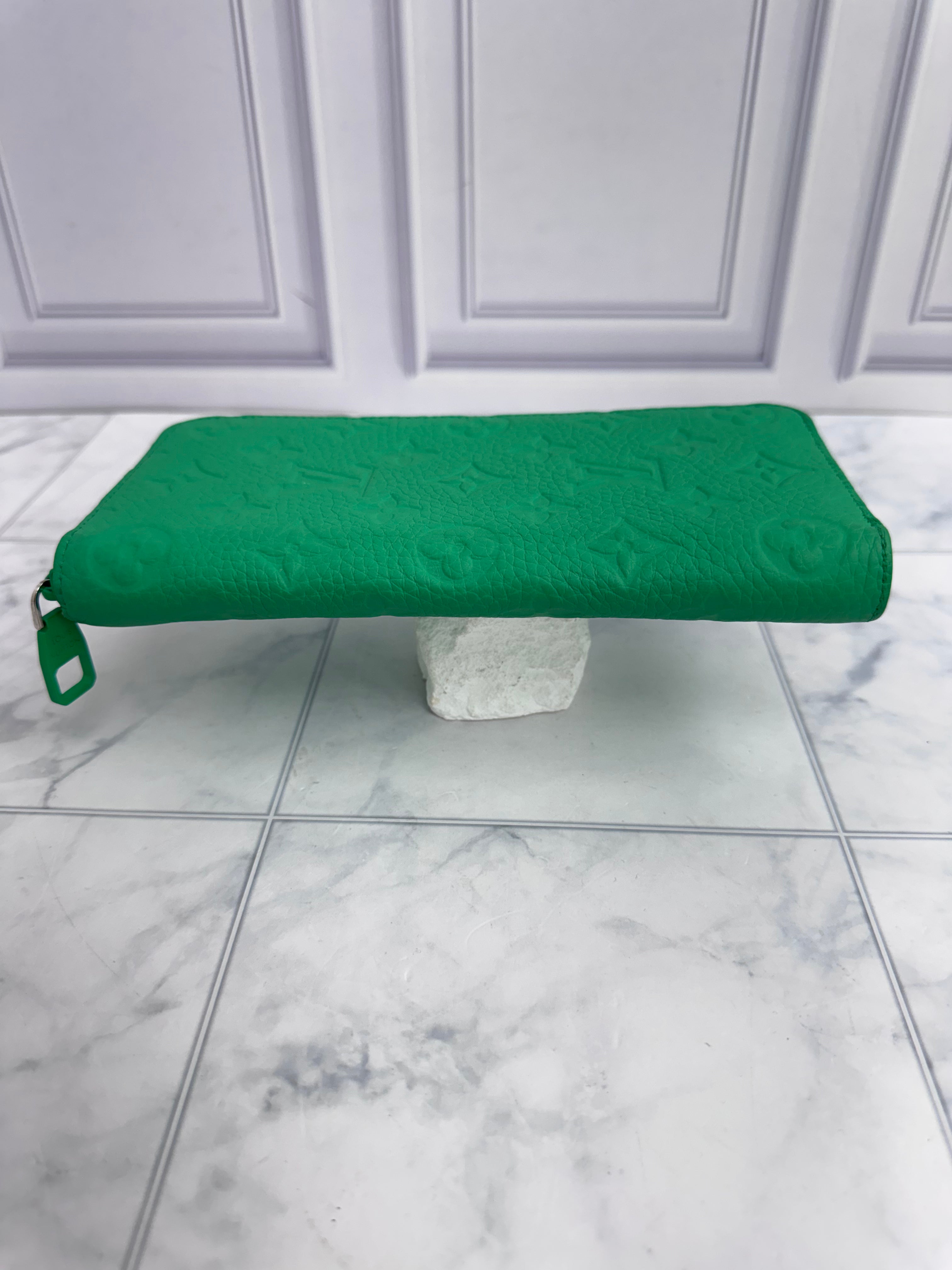 LIKE NEW - Louis Vuitton Green Embossed Monogram Zippy Wallet