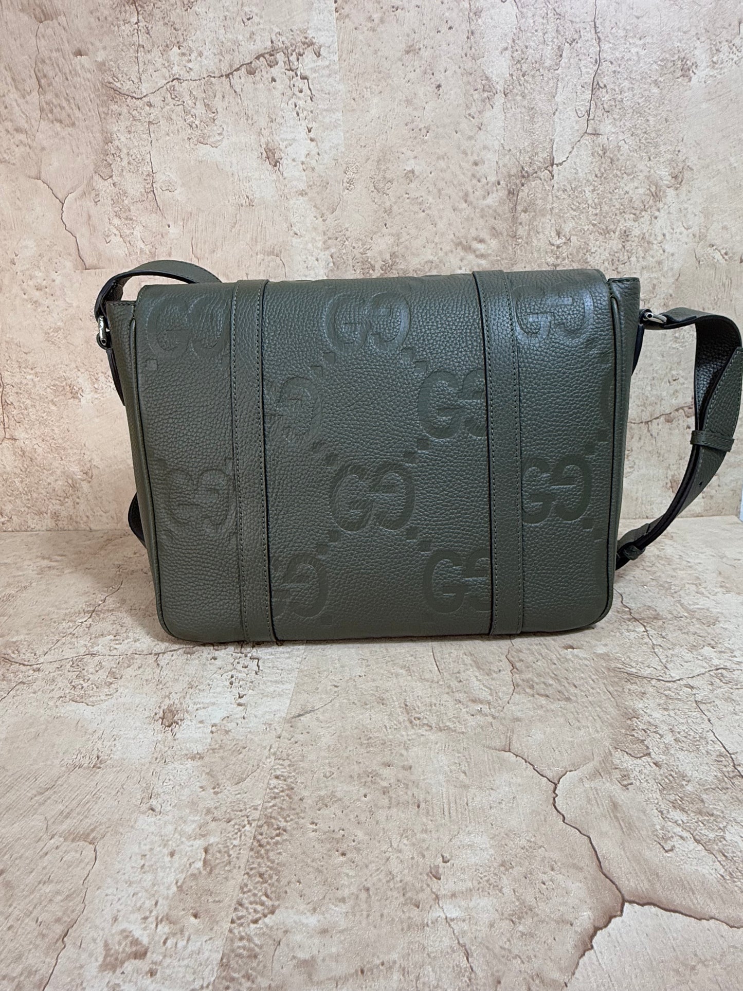 BRAND NEW- Gucci Olive Green Jumbo GG Messenger Bag