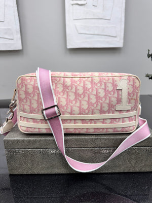 Christian Dior Pink And Beige Canvas Pink Trotter No. 1 Messenger Bag