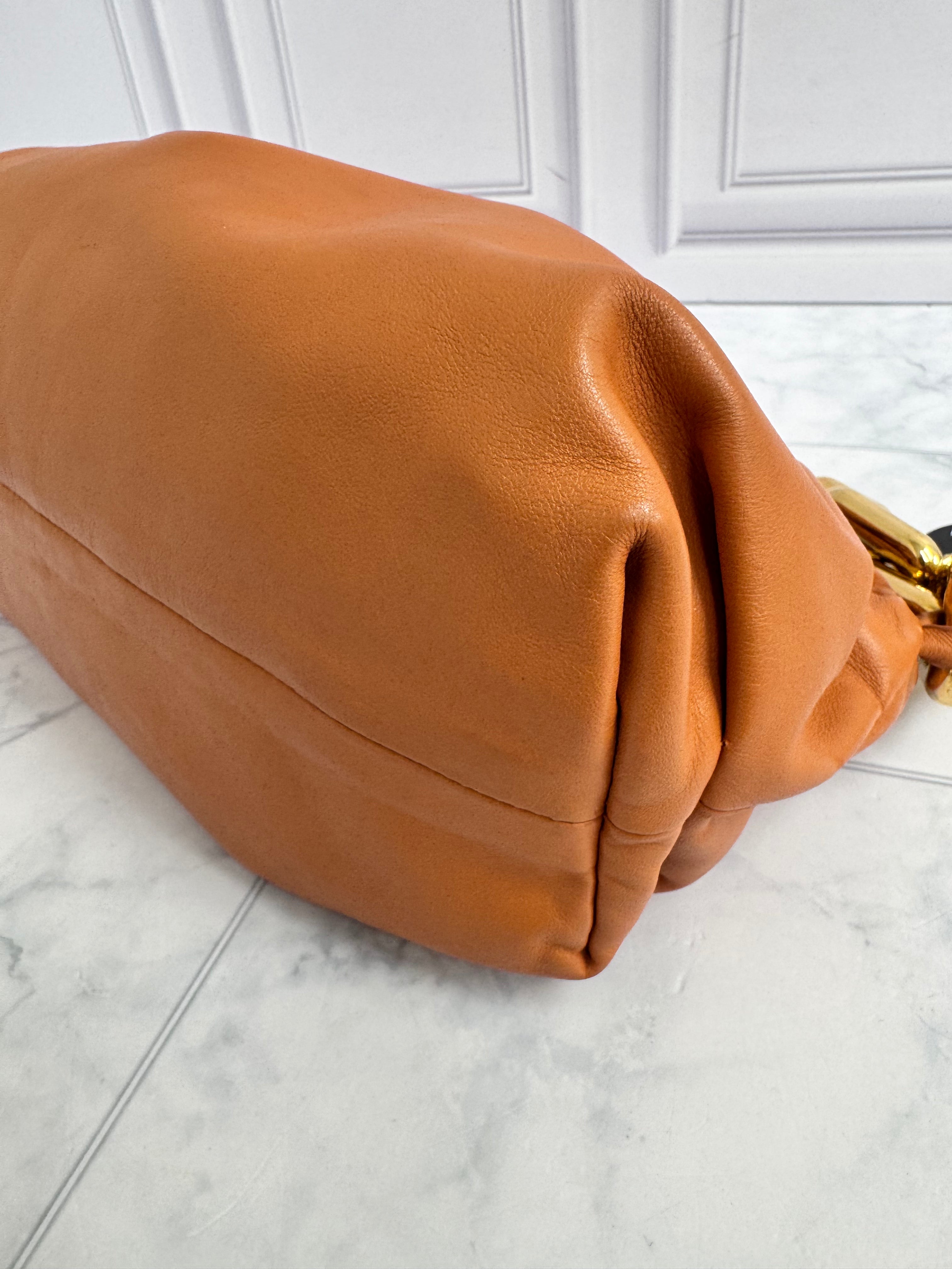 Bottega Veneta Orange Leather Chain Pouch