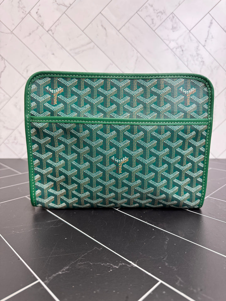 BRAND NEW Goyard Green Goyardine Leather Jouvence Toiletries Pouch