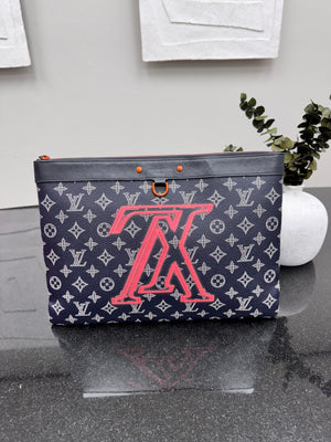 Louis Vuitton Navy Blue Monogram Upside Down Pochette Apollo GM