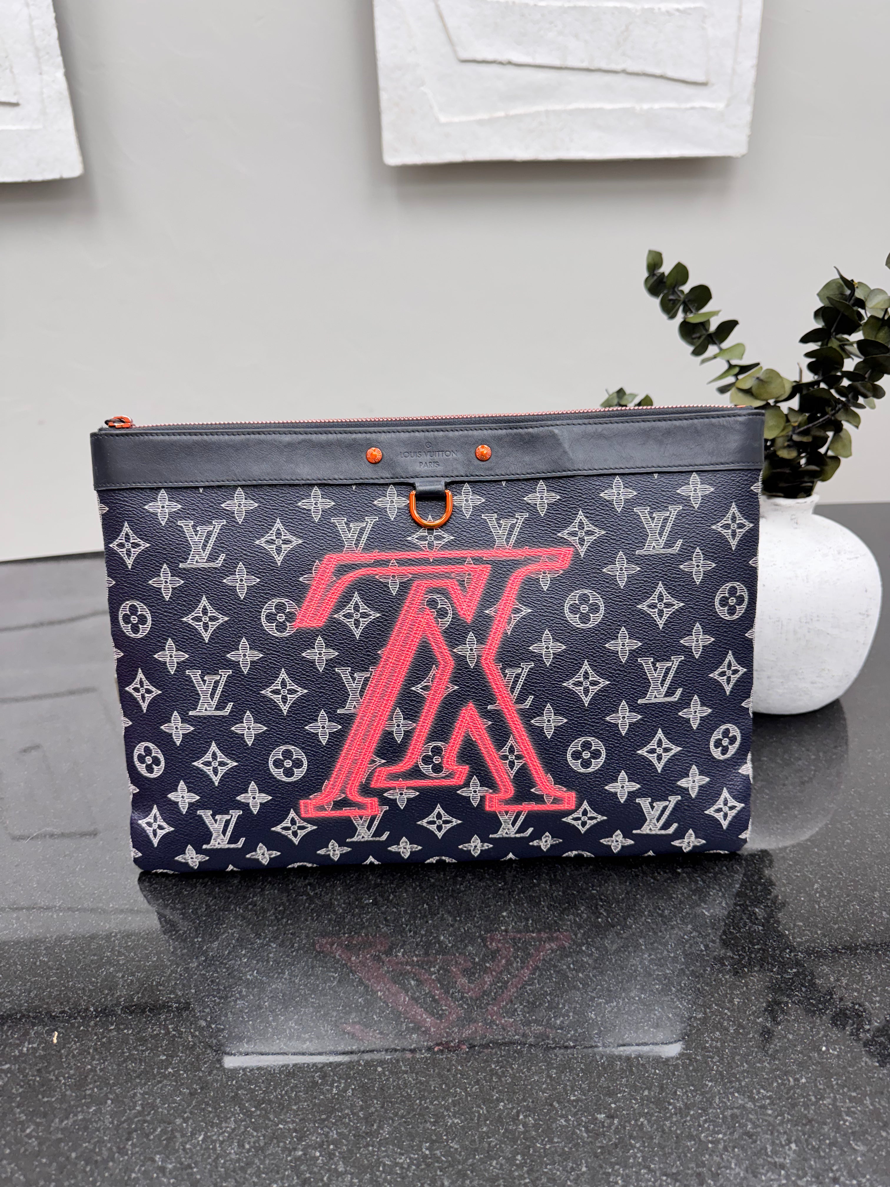 Louis Vuitton Navy Blue Monogram Upside Down Pochette Apollo GM