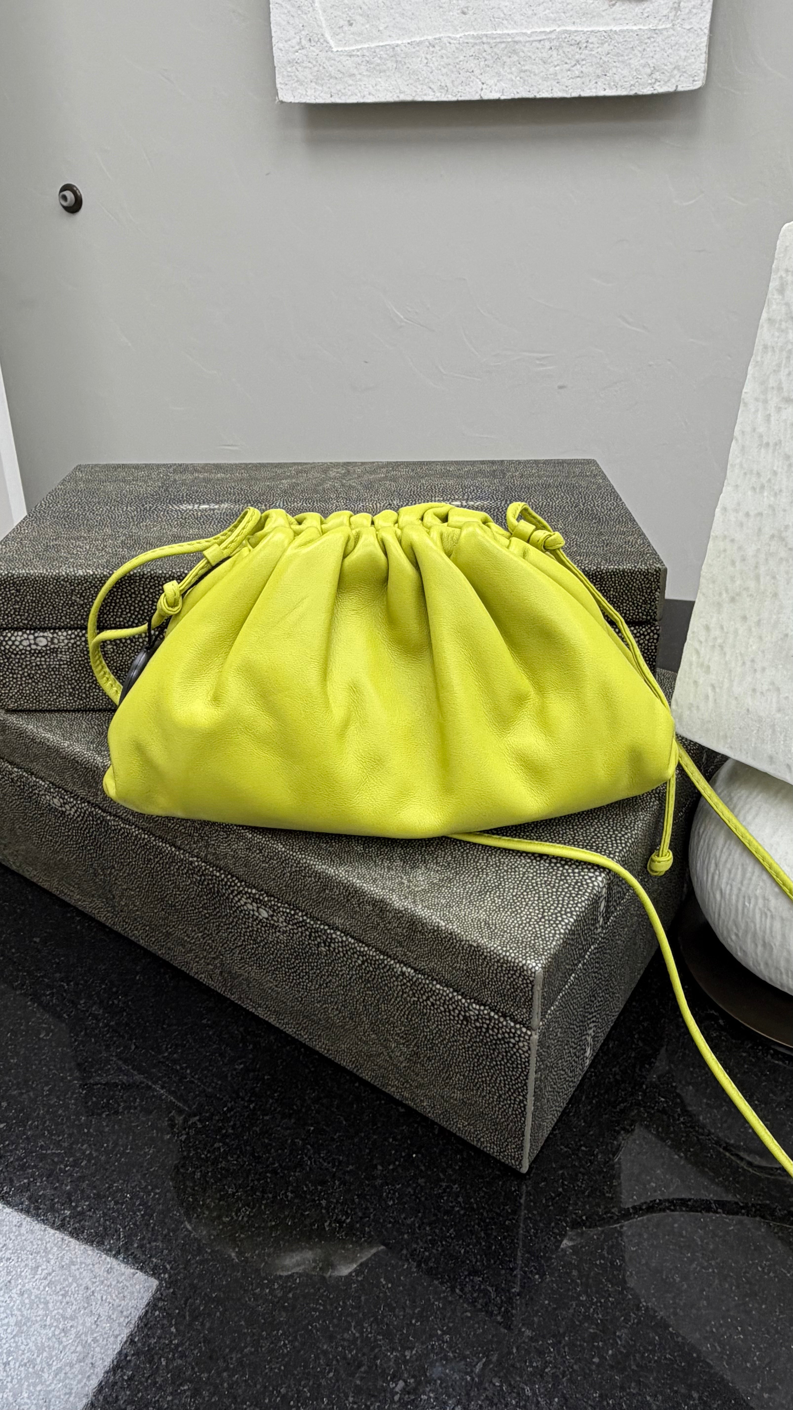 LIKE NEW Bottega Veneta Kiwi Green Leather Mini Pouch Crossbody Clutch